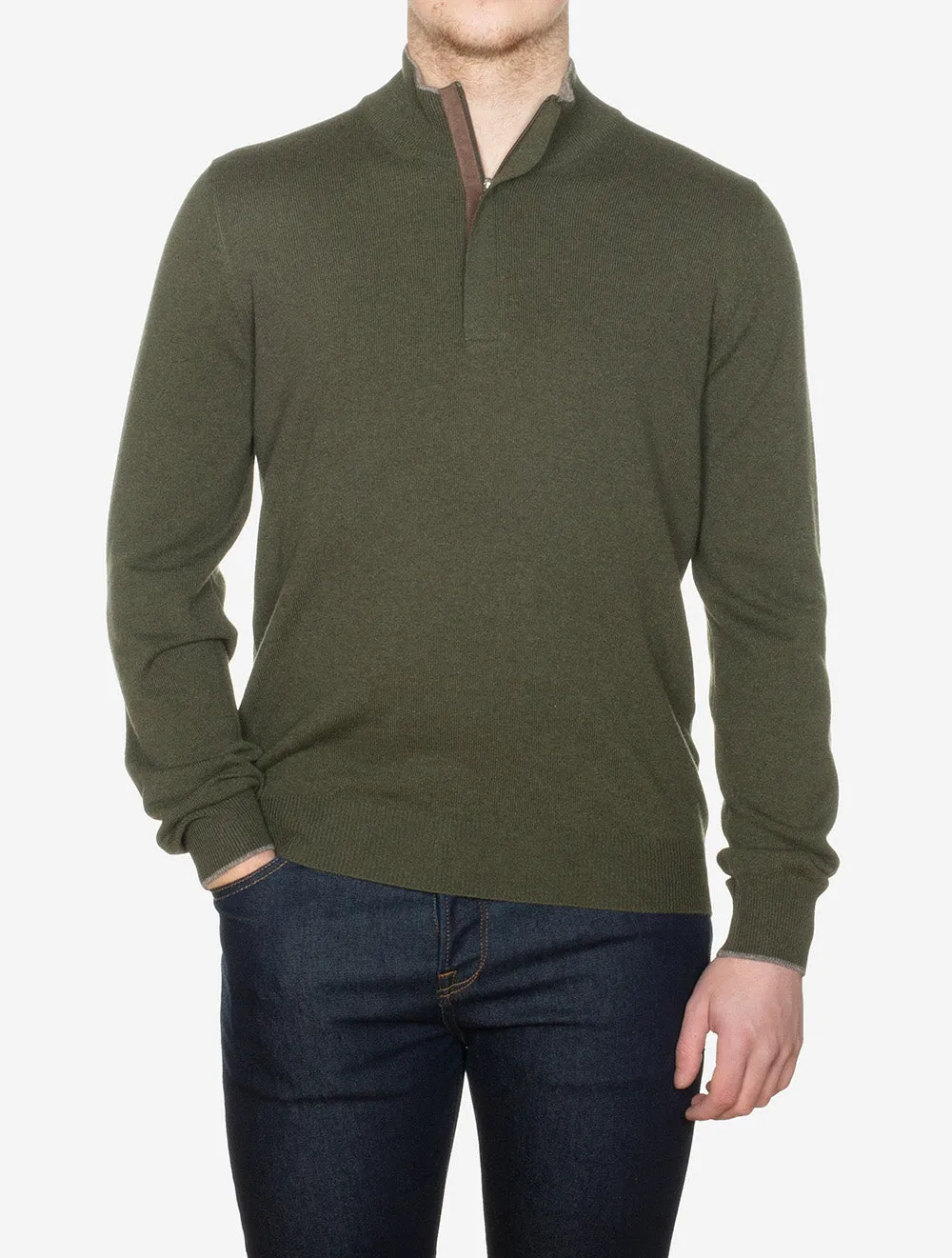 Half Zip Wool & Cashmere Green