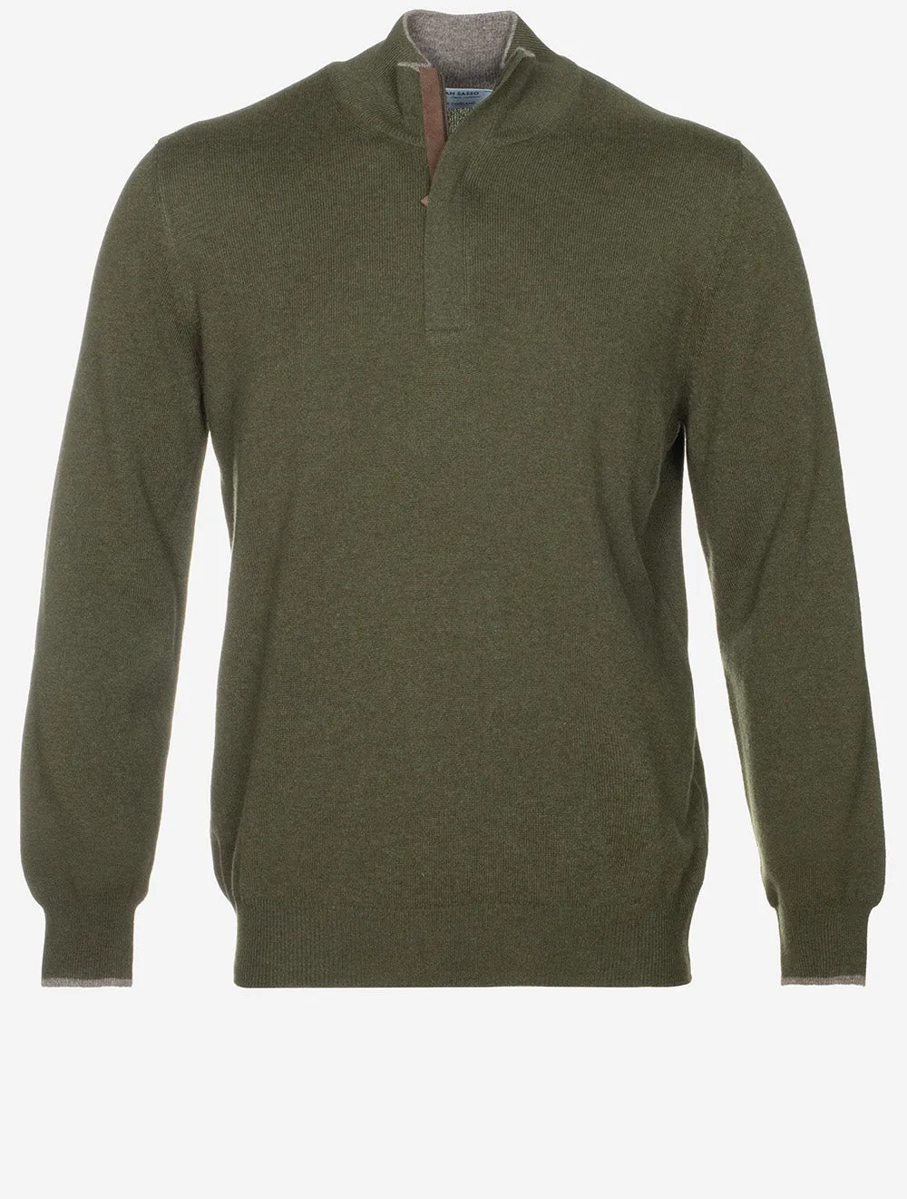Half Zip Wool & Cashmere Green