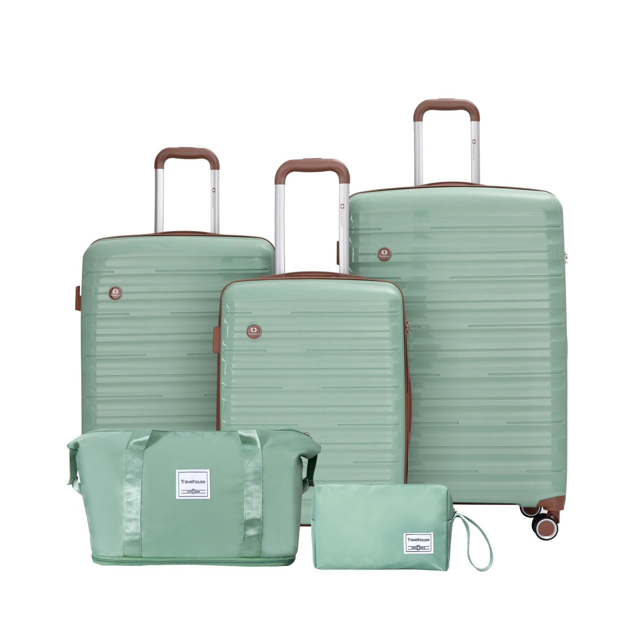Hardshell Luggage Set with Travel Bag and Toiletry Bag, 5-Piece Suitcase Set with TSA Lock and Rotatable Spinner Wheels