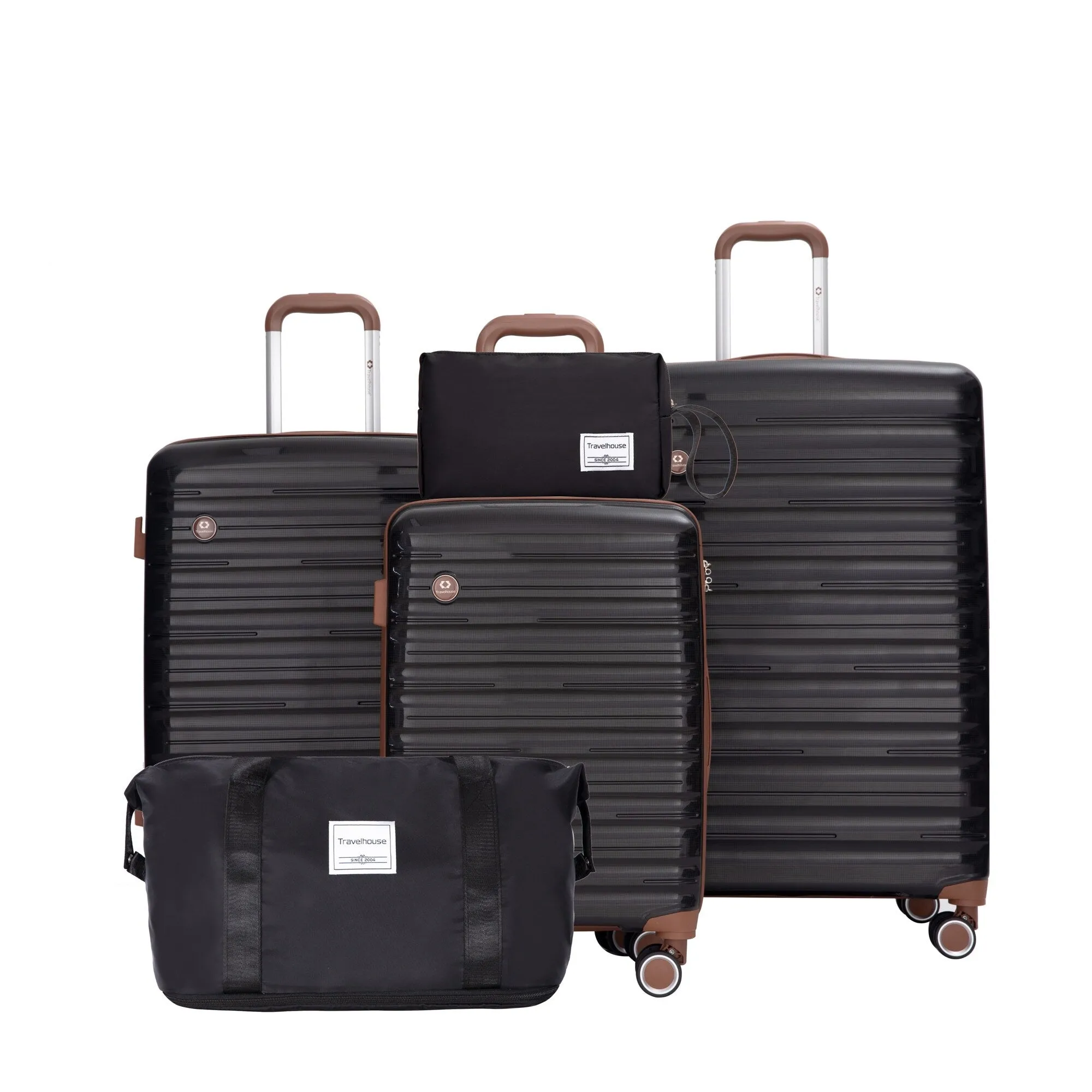 Hardshell Luggage Set with Travel Bag and Toiletry Bag, 5-Piece Suitcase Set with TSA Lock and Rotatable Spinner Wheels