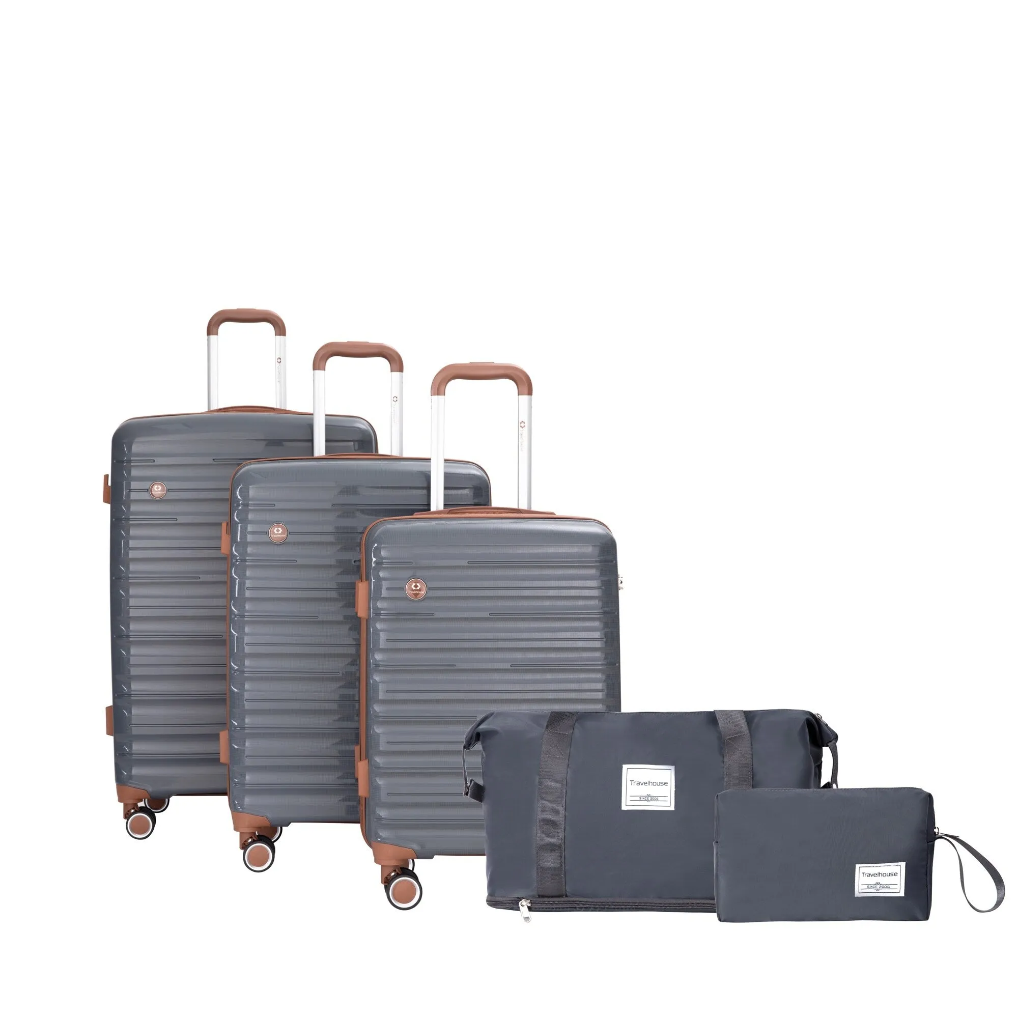 Hardshell Luggage Set with Travel Bag and Toiletry Bag, 5-Piece Suitcase Set with TSA Lock and Rotatable Spinner Wheels