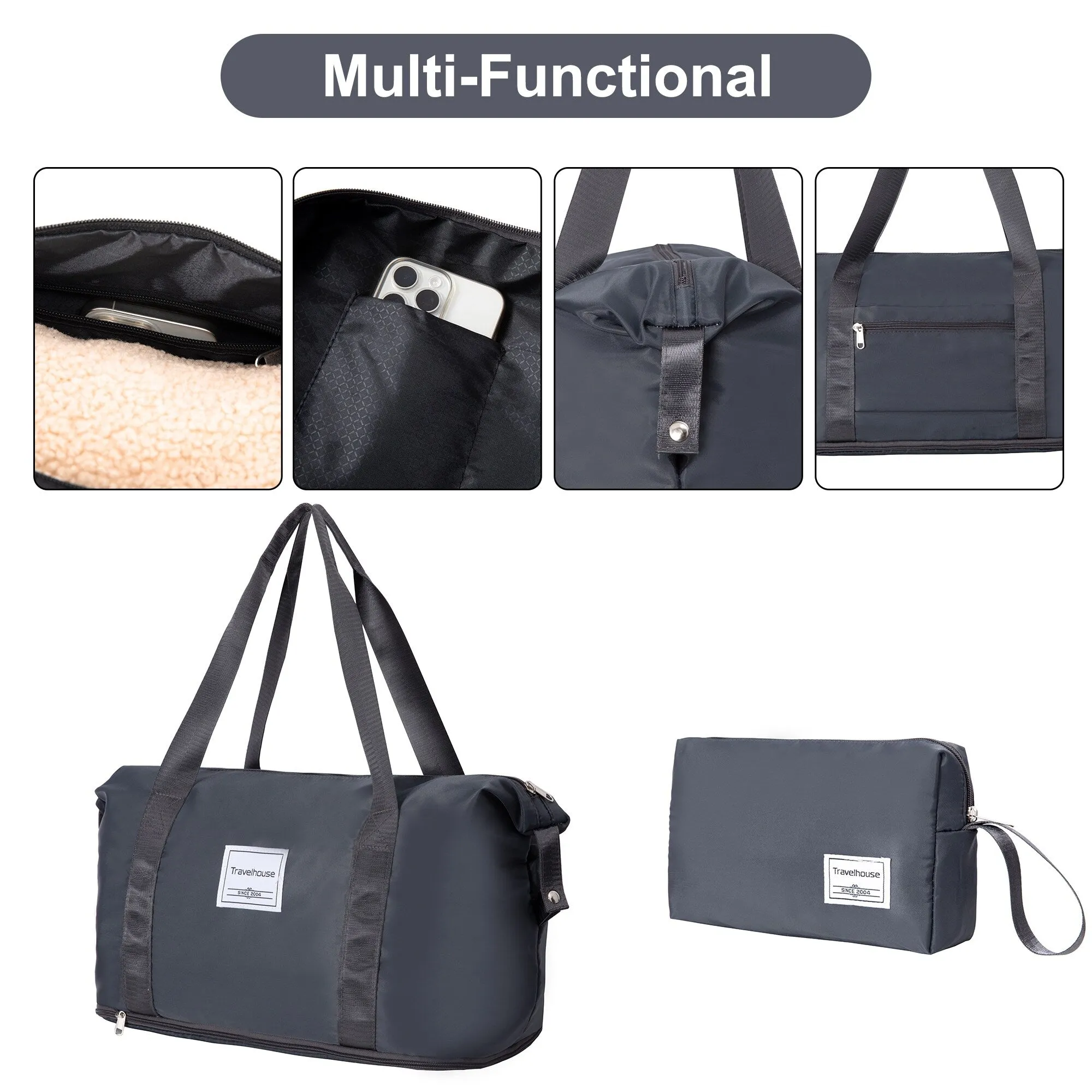 Hardshell Luggage Set with Travel Bag and Toiletry Bag, 5-Piece Suitcase Set with TSA Lock and Rotatable Spinner Wheels