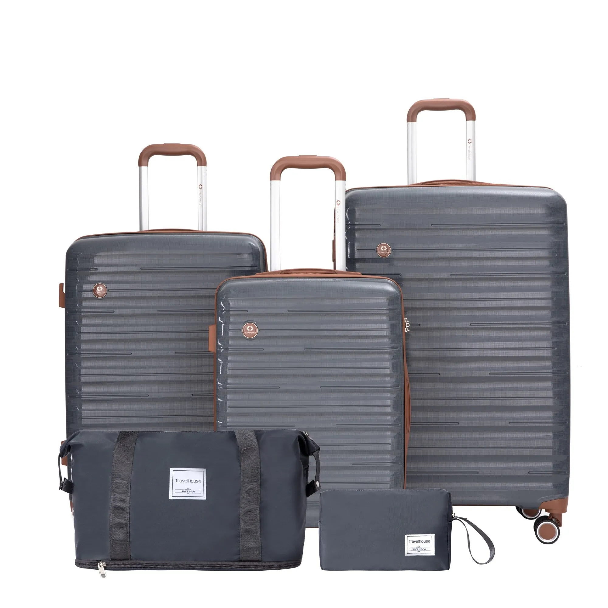 Hardshell Luggage Set with Travel Bag and Toiletry Bag, 5-Piece Suitcase Set with TSA Lock and Rotatable Spinner Wheels