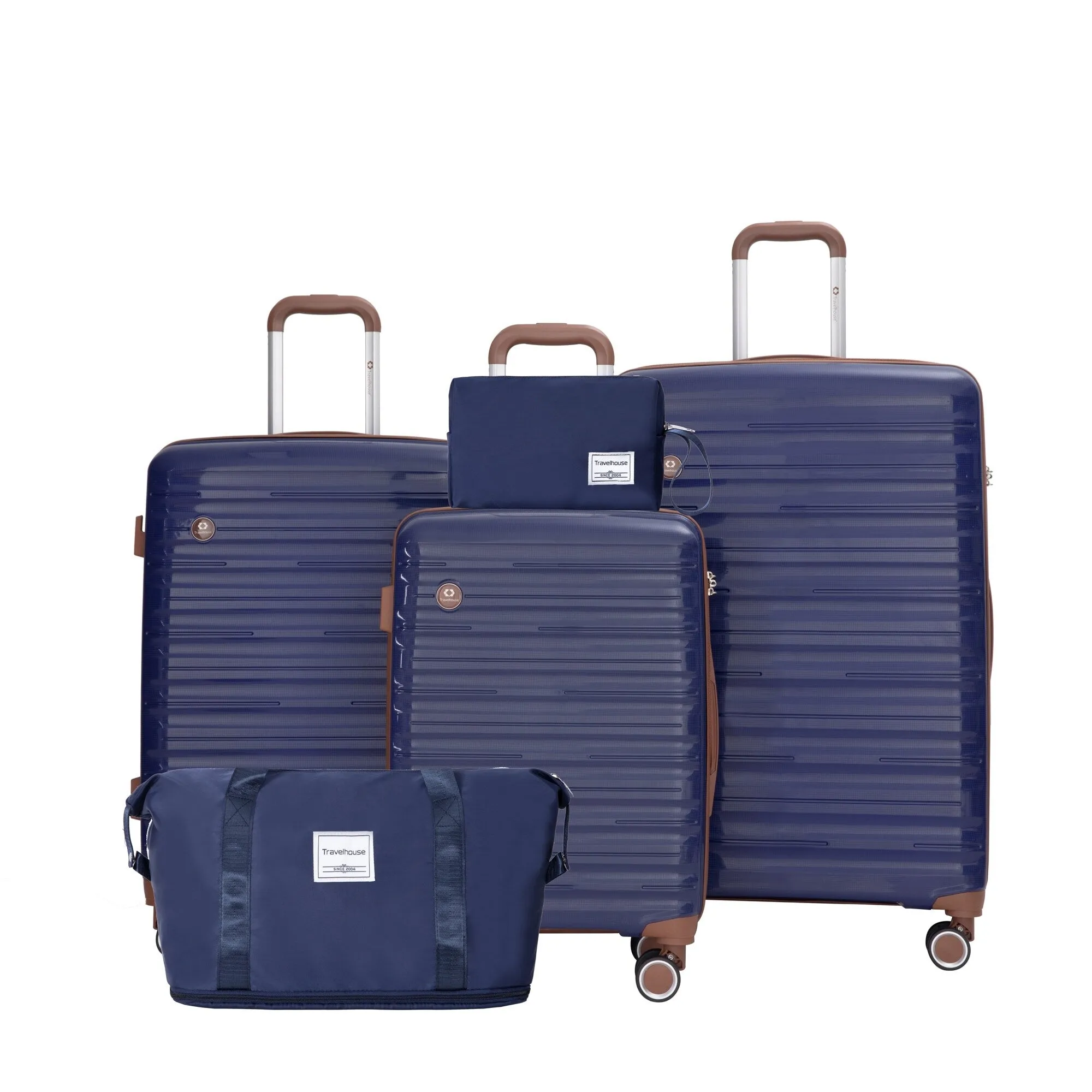 Hardshell Luggage Set with Travel Bag and Toiletry Bag, 5-Piece Suitcase Set with TSA Lock and Rotatable Spinner Wheels