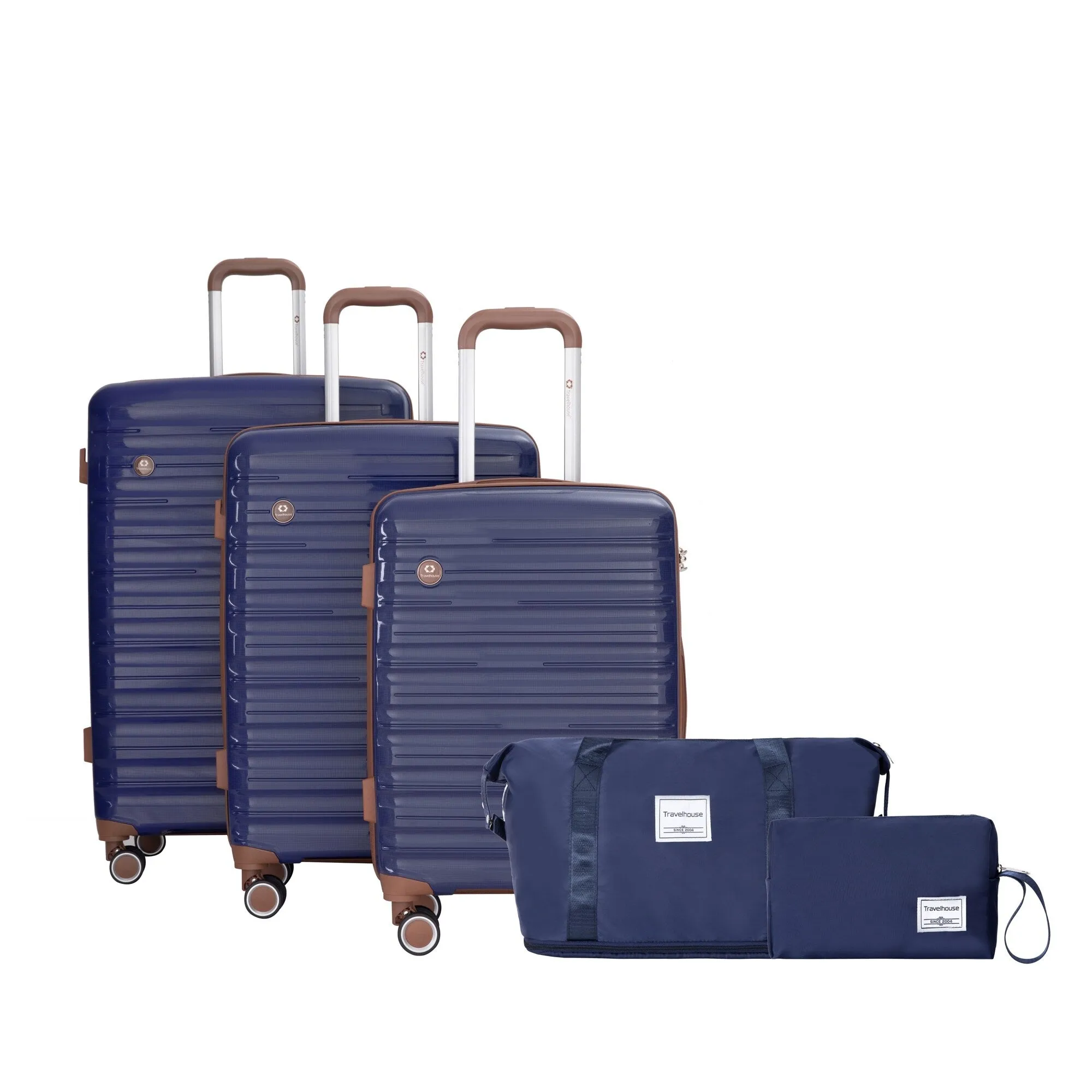 Hardshell Luggage Set with Travel Bag and Toiletry Bag, 5-Piece Suitcase Set with TSA Lock and Rotatable Spinner Wheels
