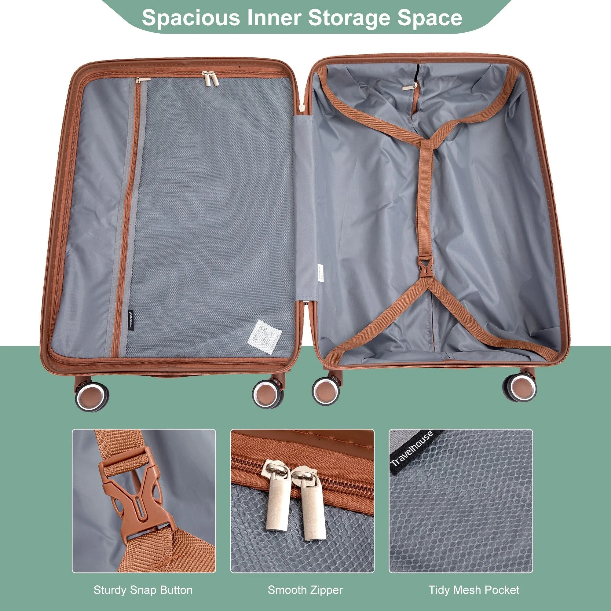 Hardshell Luggage Set with Travel Bag and Toiletry Bag, 5-Piece Suitcase Set with TSA Lock and Rotatable Spinner Wheels