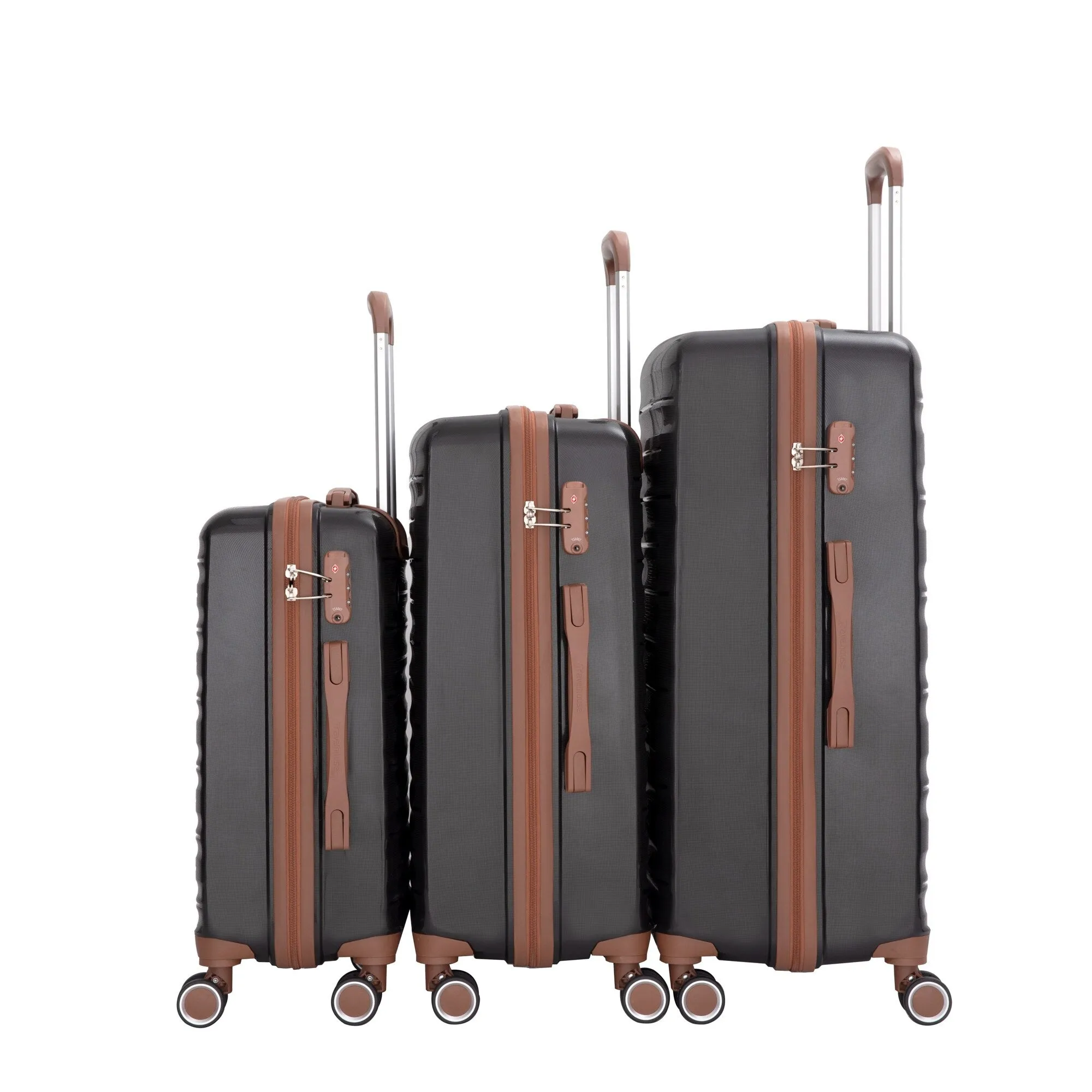 Hardshell Luggage Set with Travel Bag and Toiletry Bag, 5-Piece Suitcase Set with TSA Lock and Rotatable Spinner Wheels