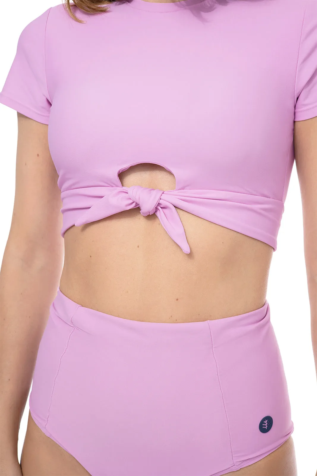 Hibiscus Island Crop Swim Tee | Peony Pink