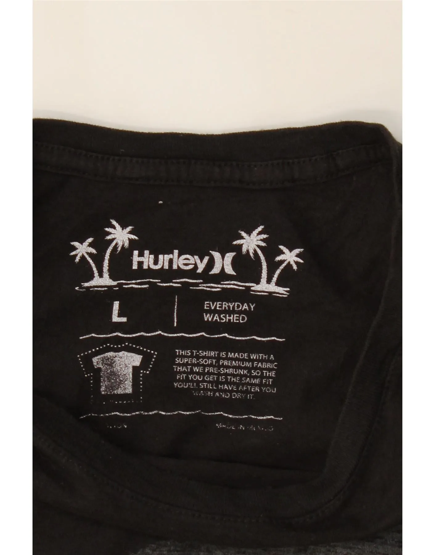 HURLEY Mens Graphic T-Shirt Top Large Black Cotton