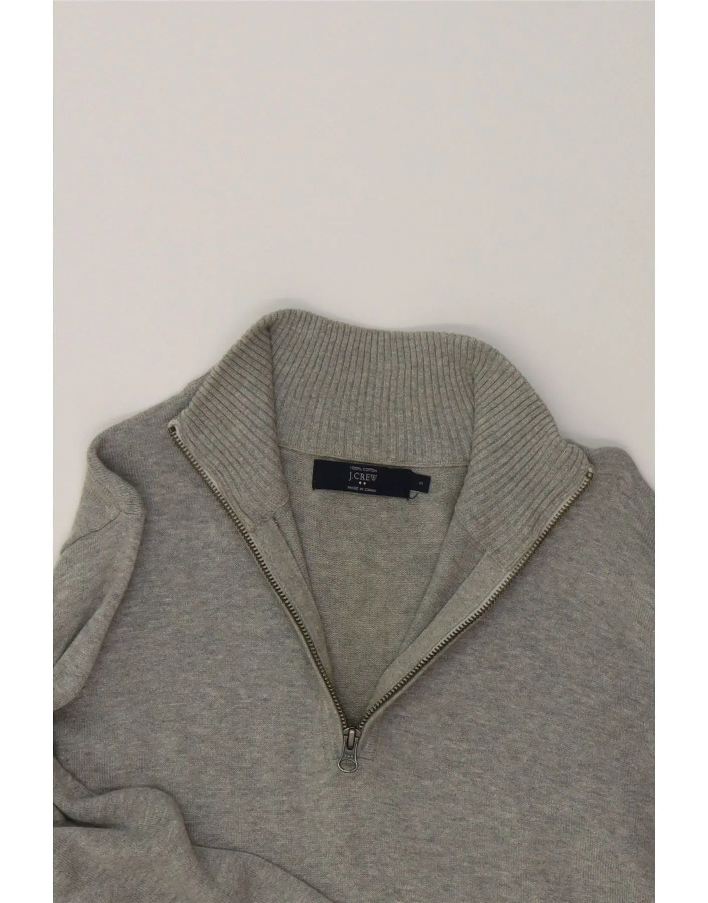 J. CREW Womens Zip Neck Jumper Sweater UK 10 Small Grey Cotton