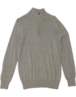 J. CREW Womens Zip Neck Jumper Sweater UK 10 Small Grey Cotton