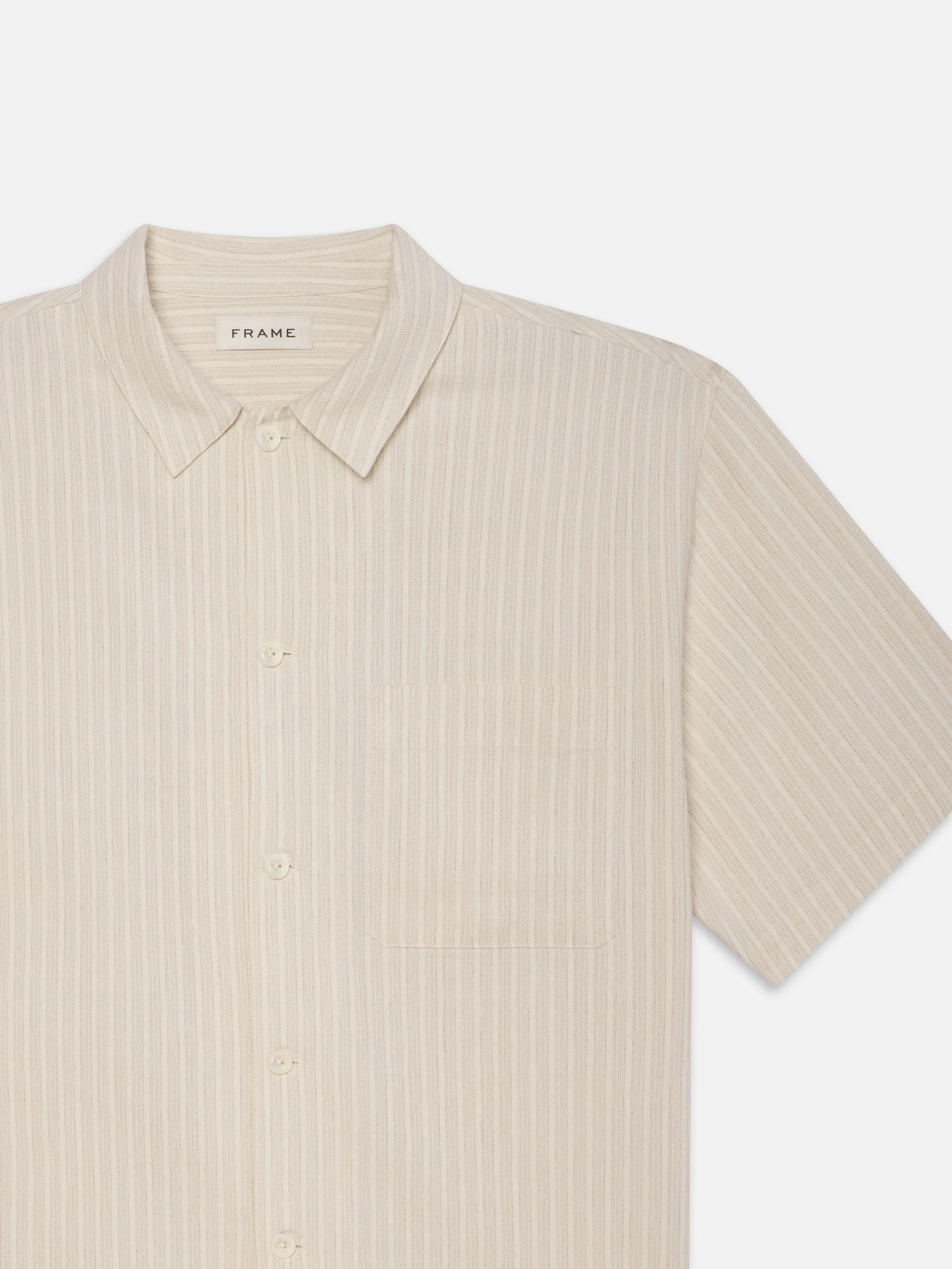 Jacquard Cotton Short Sleeve Shirt -- White Sand