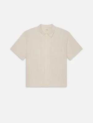 Jacquard Cotton Short Sleeve Shirt -- White Sand