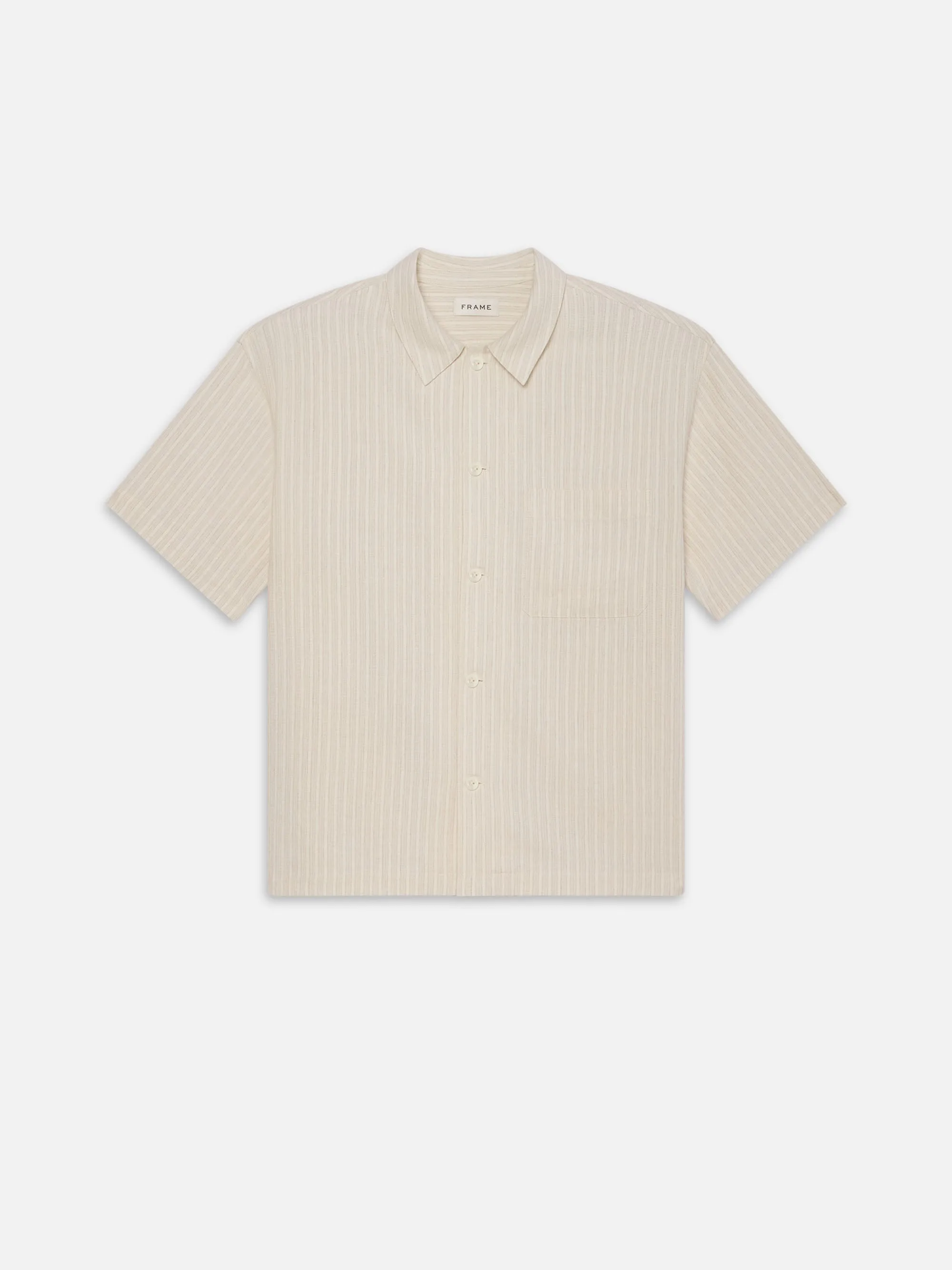 Jacquard Cotton Short Sleeve Shirt -- White Sand