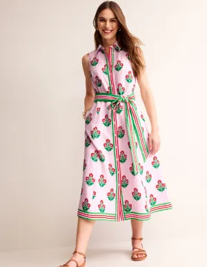 Kate Linen Midi Shirt Dress-Grenadine, Floret Stem
