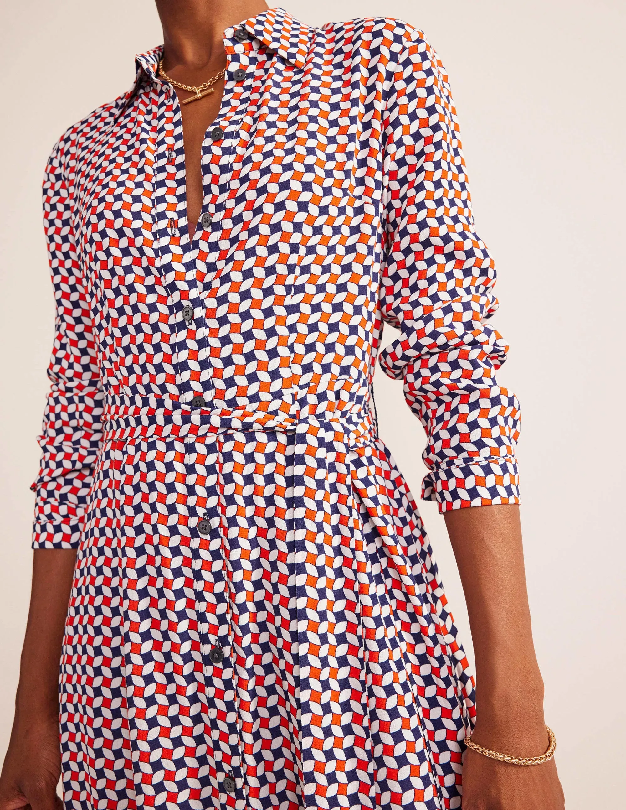 Kate Midi Shirt Dress-Fiesta Orange, Diamond