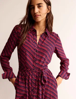 Kate Midi Shirt Dress-Pop Peony, Geo Fall