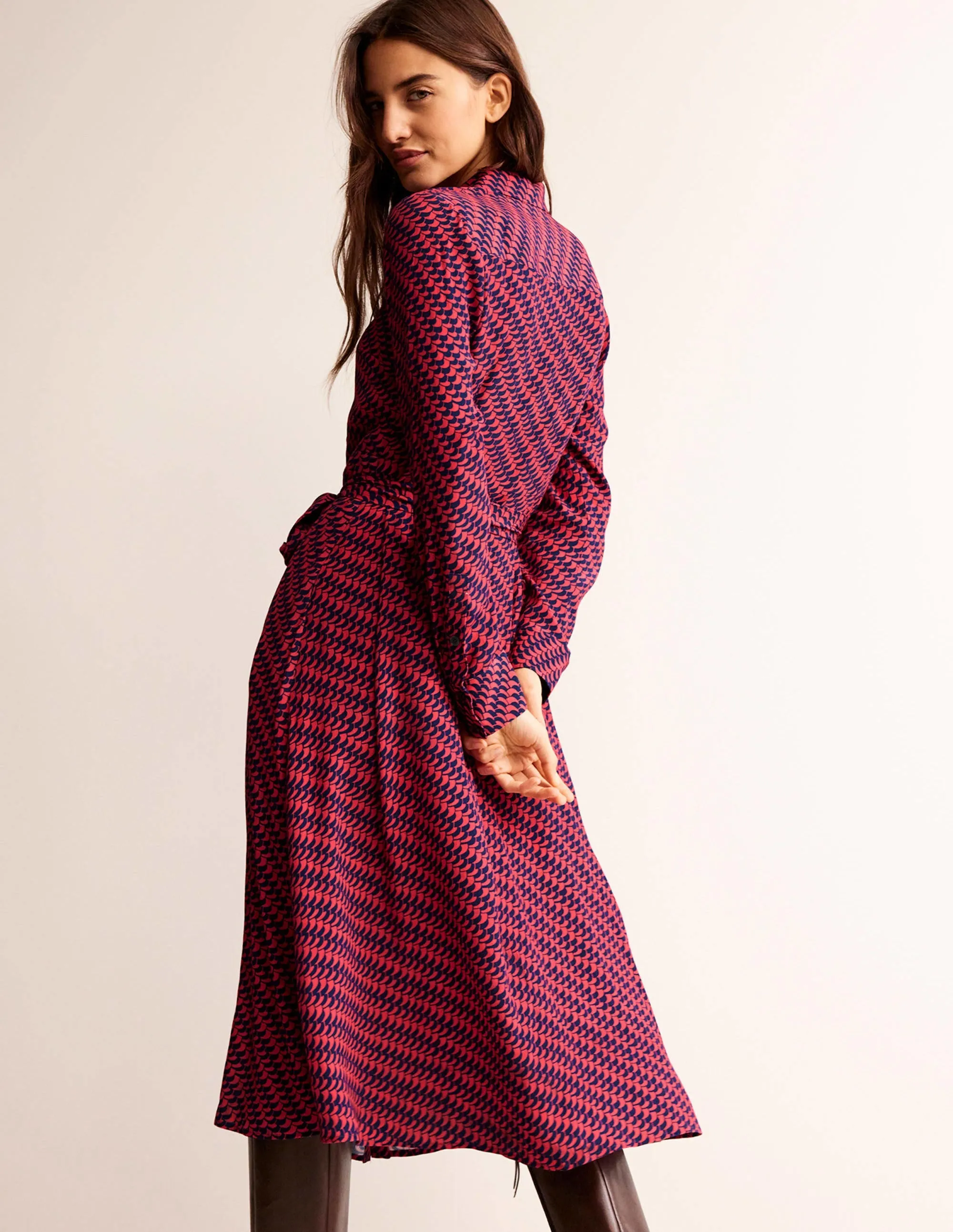 Kate Midi Shirt Dress-Pop Peony, Geo Fall