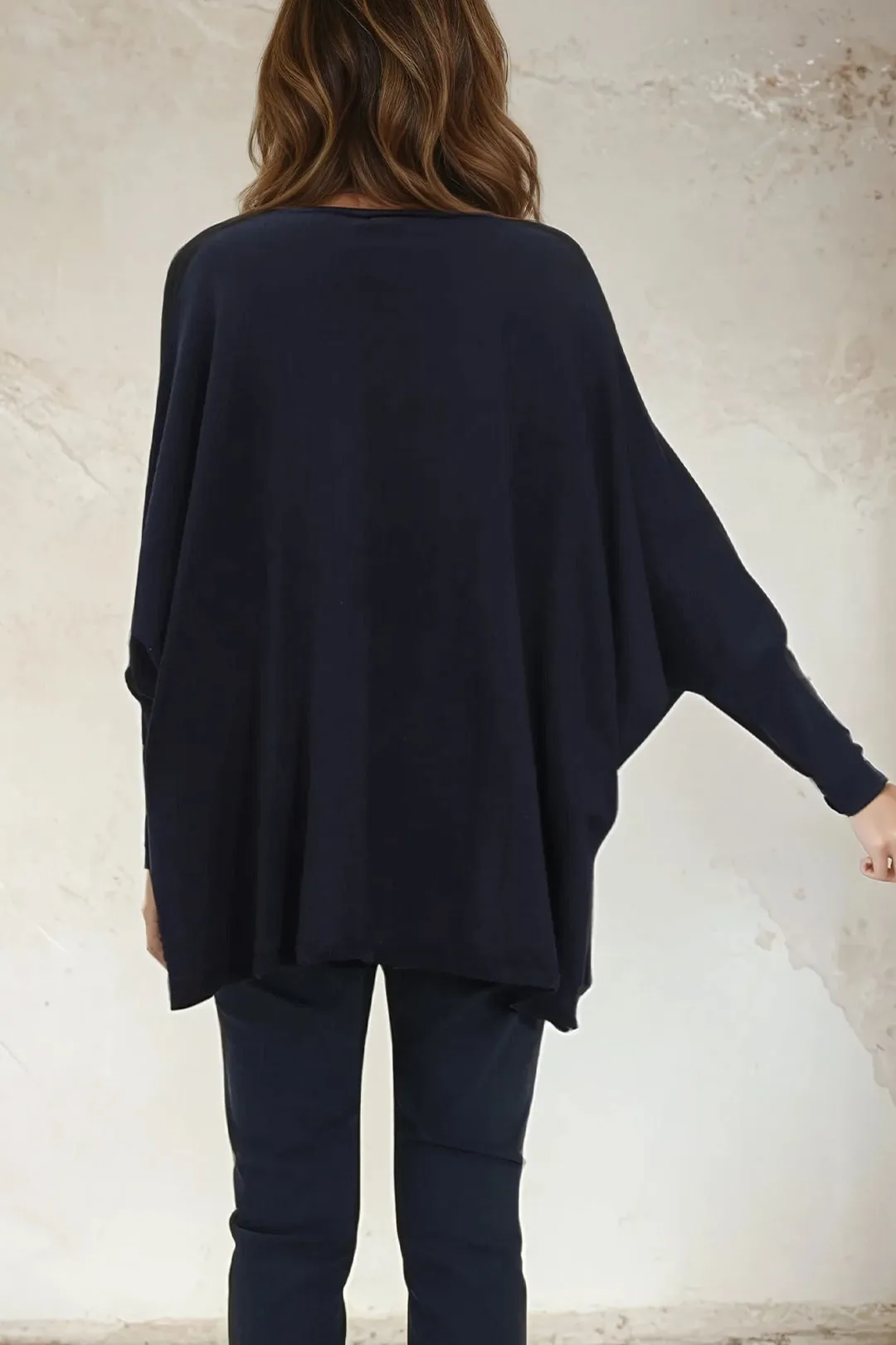 LENA LONG SLEEVE V-NECK PONCHO IN PIMA COTTON KNIT