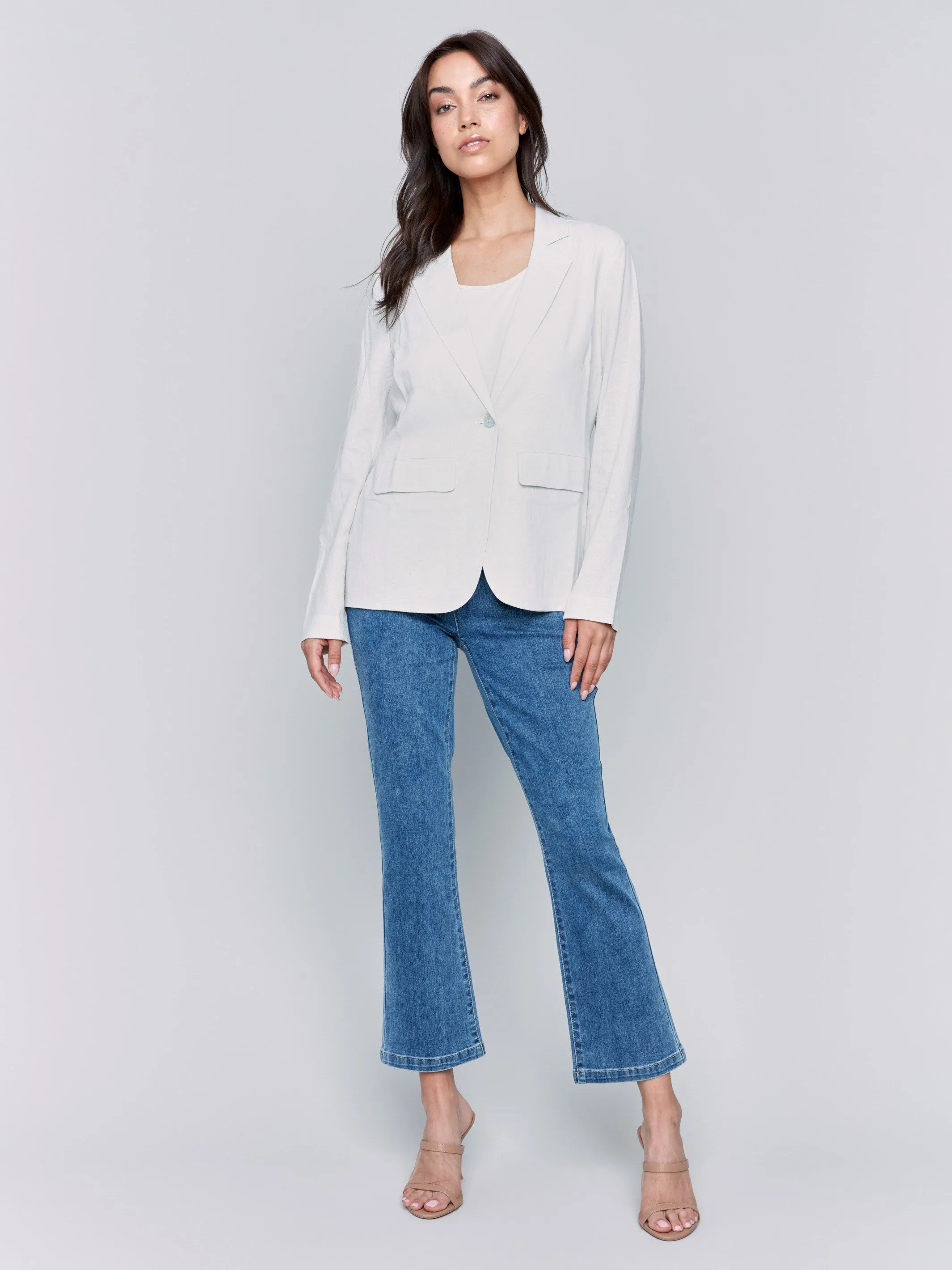 Linen Blend Blazer - Natural