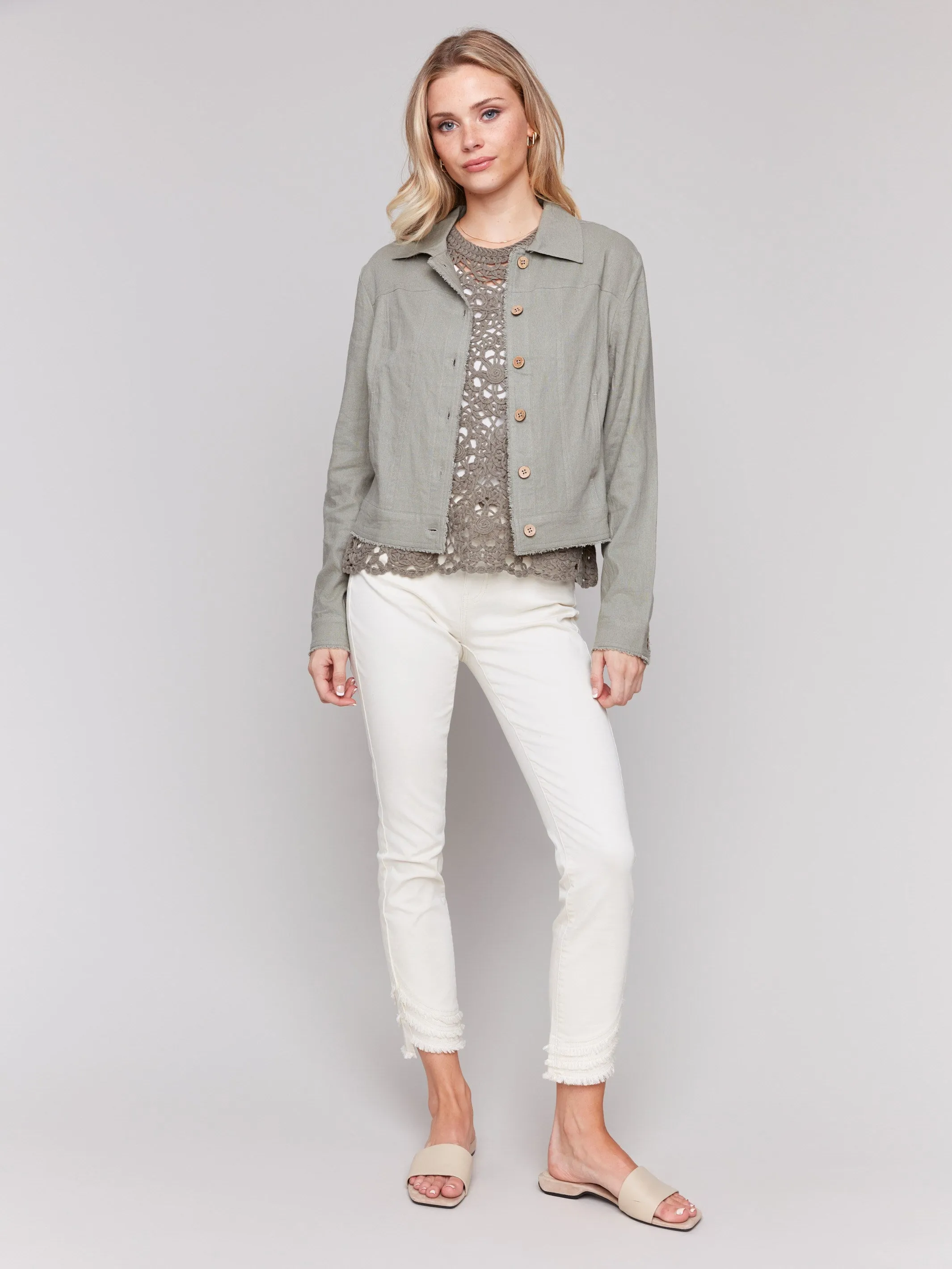 Linen Blend Jacket - Celadon