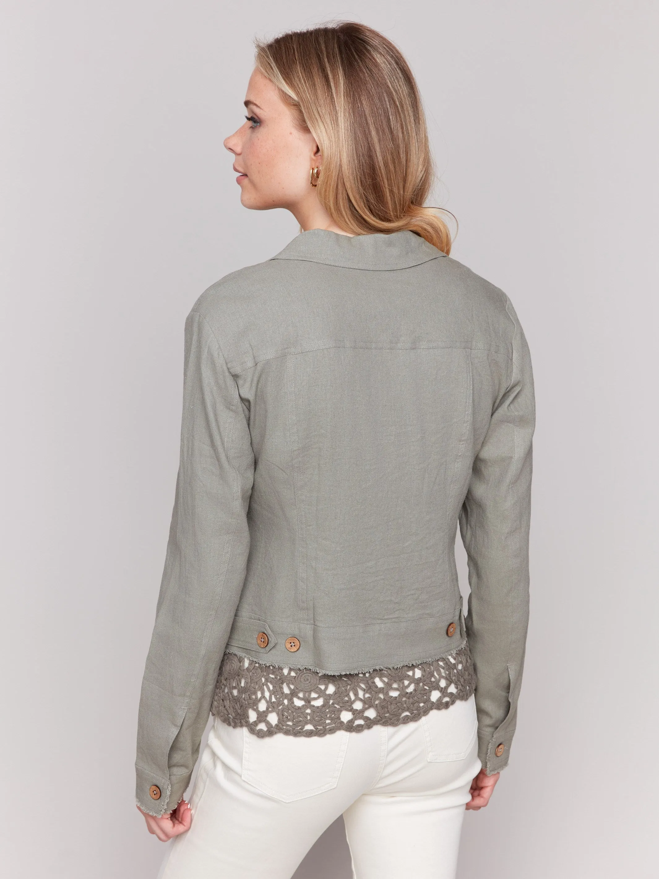 Linen Blend Jacket - Celadon