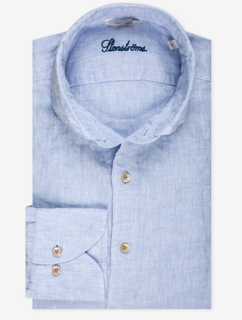 Linen Fitted Body Shirt Light Blue