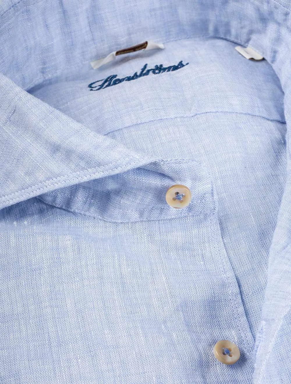 Linen Fitted Body Shirt Light Blue