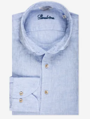 Linen Fitted Body Shirt Light Blue