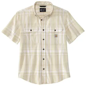 Loose Fit Midweight Short-Sleeved Plaid Shirt - Chalk