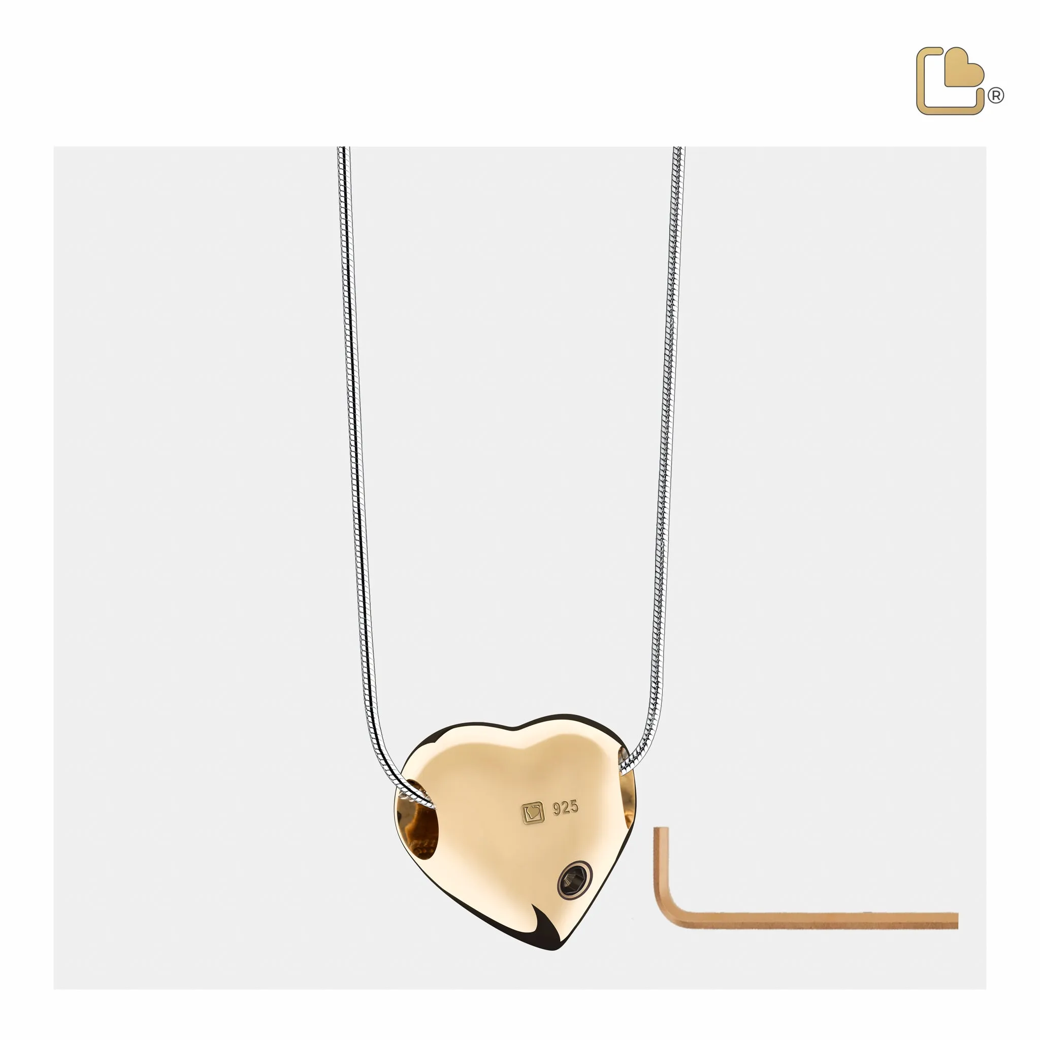 LoveHeart Gold Vermeil Sterling Silver Cremation Pendant