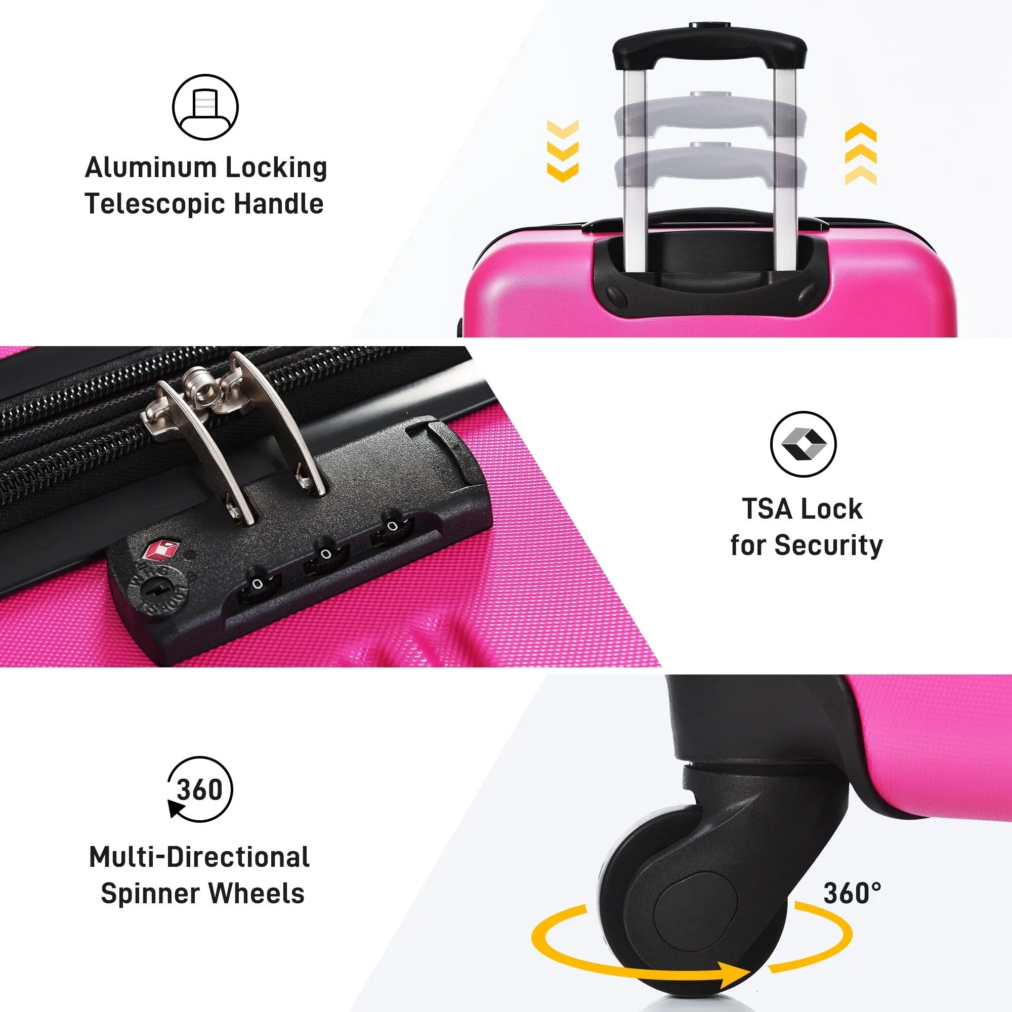 Matching Luggage Set with 3-Digit Lock, 20inch, 28inch