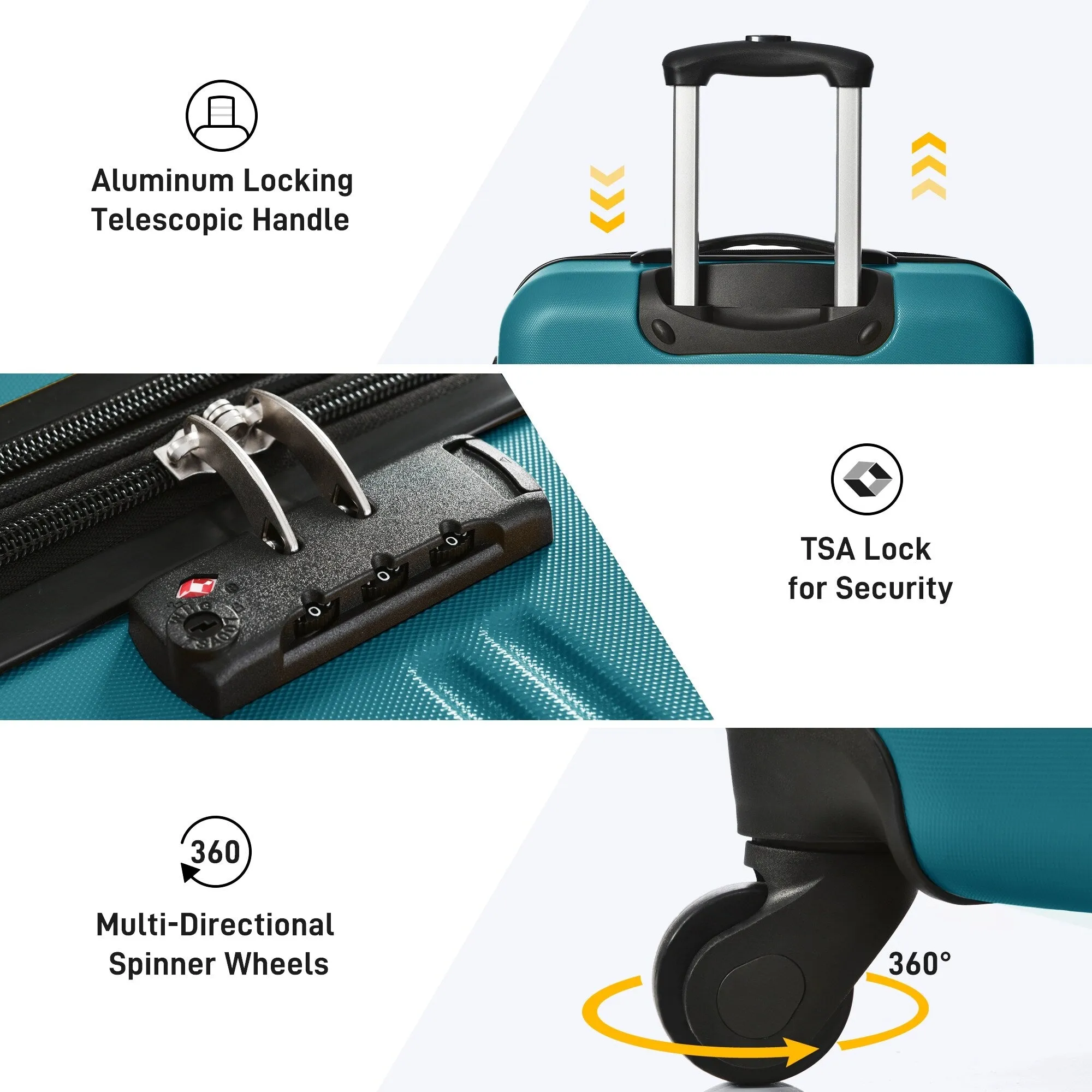 Matching Luggage Set with 3-Digit Lock, 20inch, 28inch