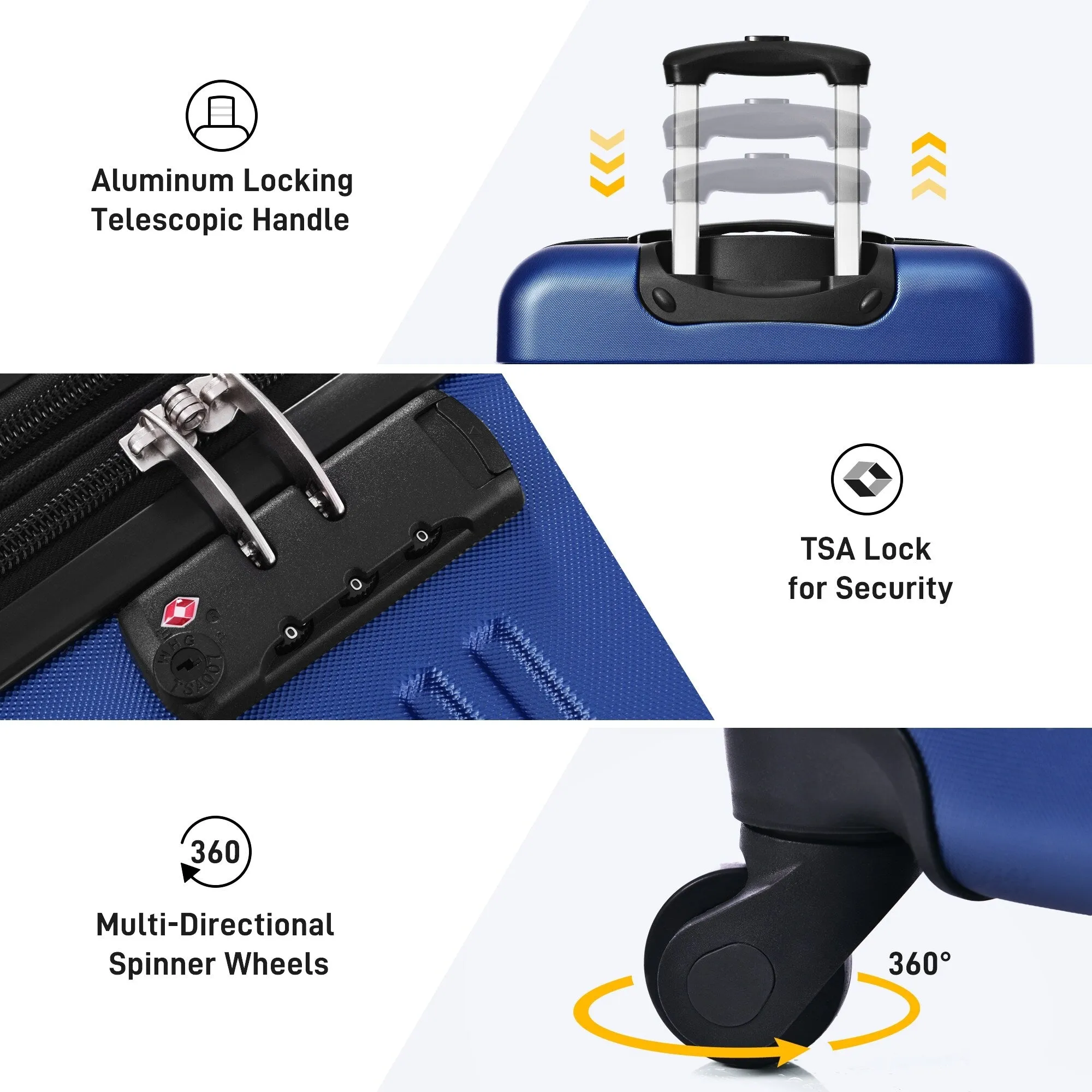 Matching Luggage Set with 3-Digit Lock, 20inch, 28inch