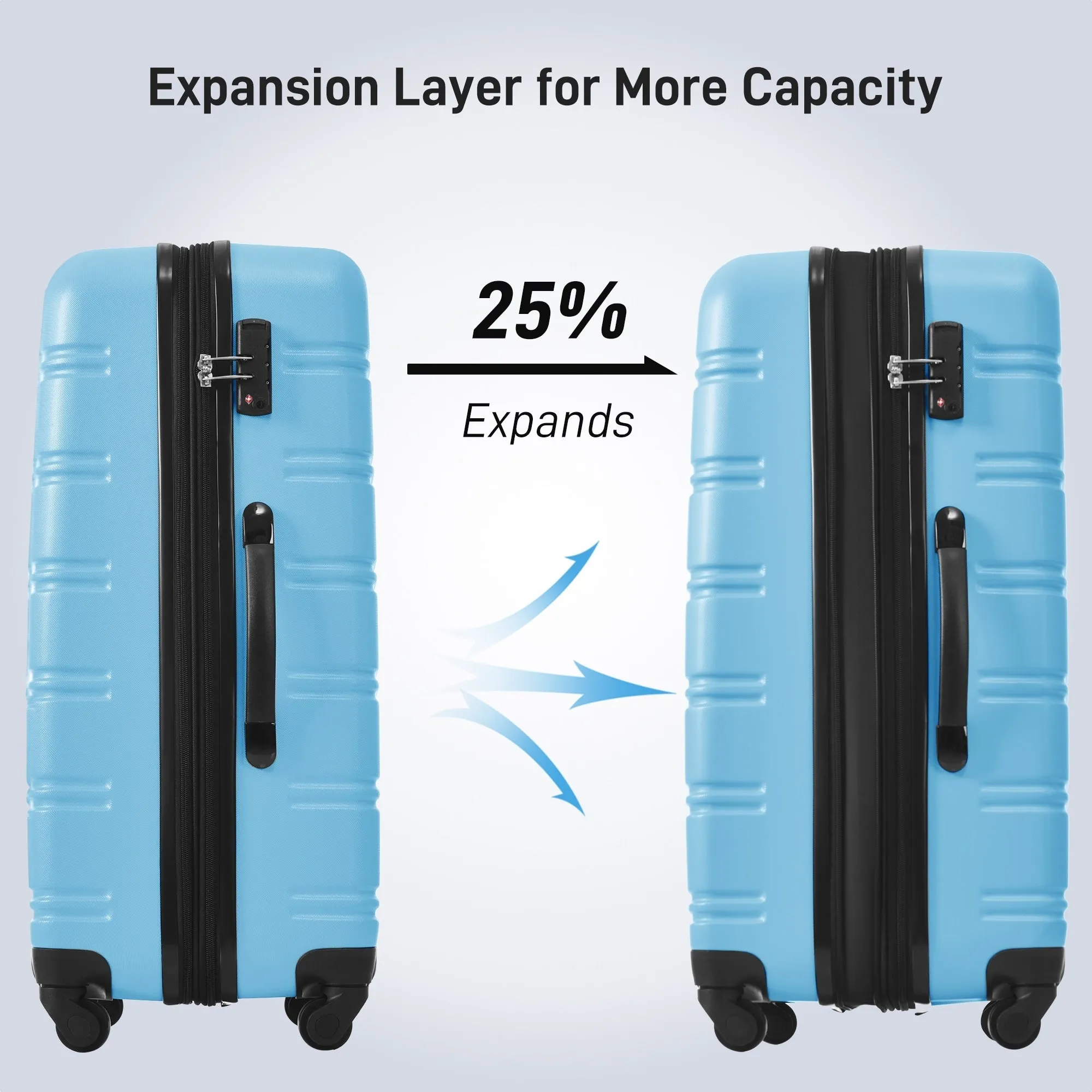 Matching Luggage Set with 3-Digit Lock, 20inch, 28inch