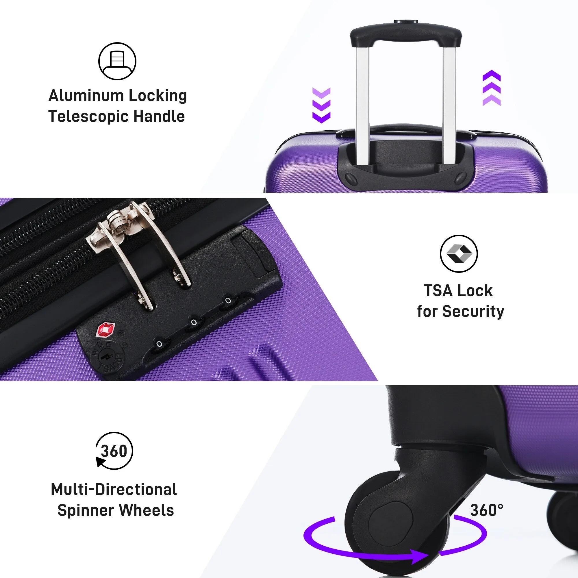 Matching Luggage Set with 3-Digit Lock, 20inch, 28inch