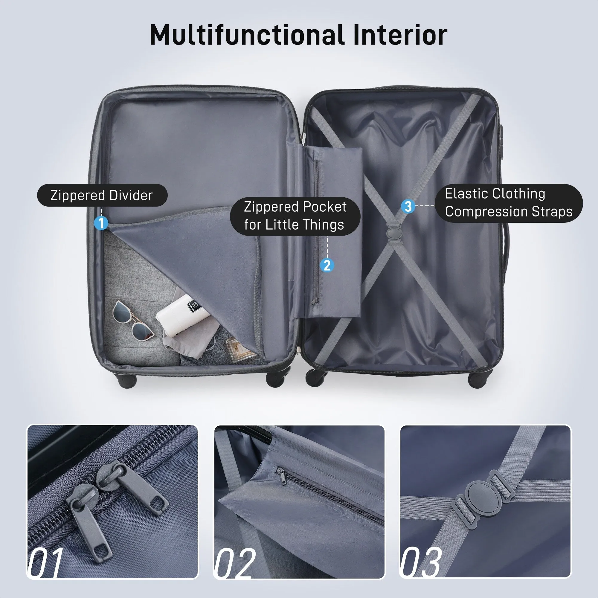 Matching Luggage Set with 3-Digit Lock, 20inch, 28inch