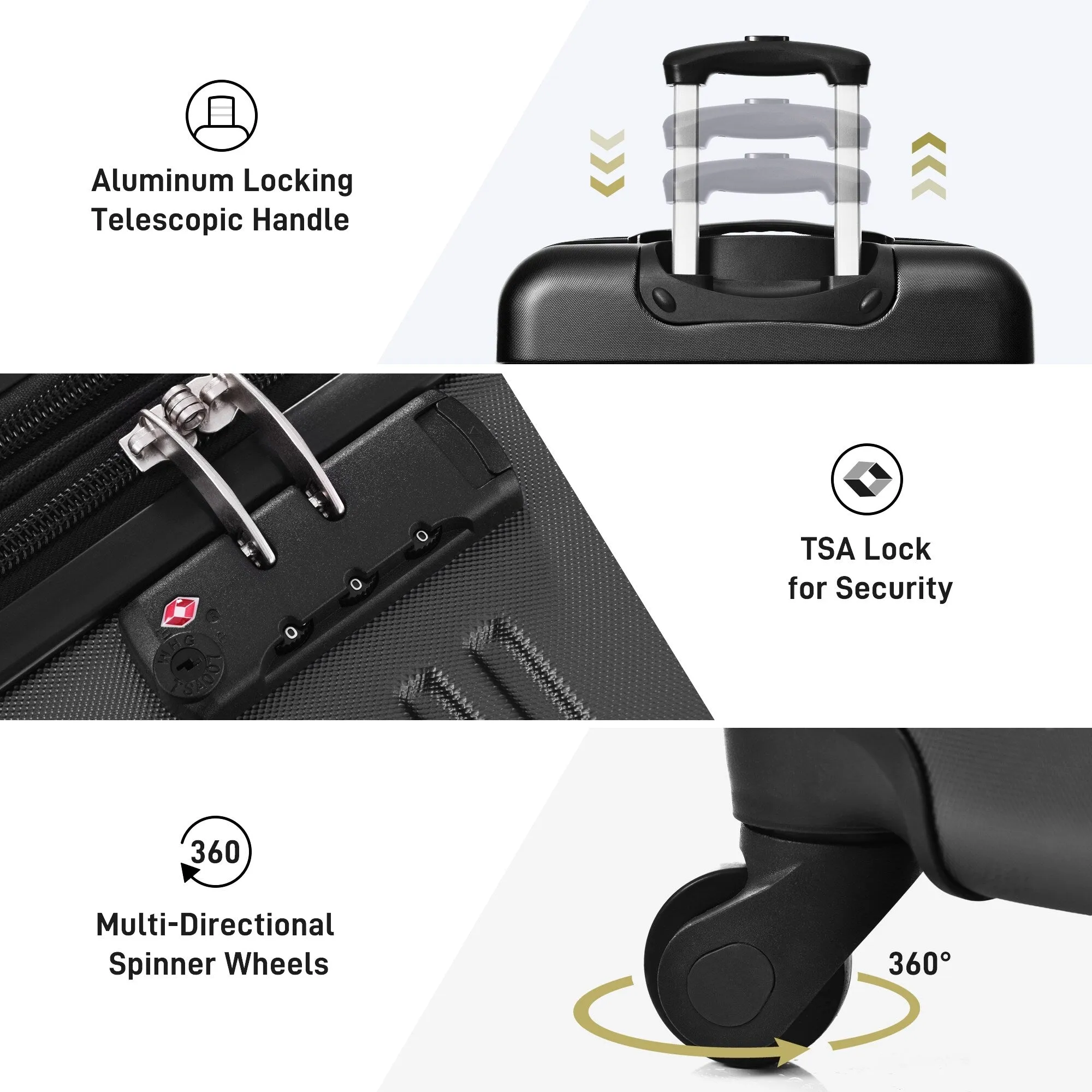 Matching Luggage Set with 3-Digit Lock, 20inch, 28inch