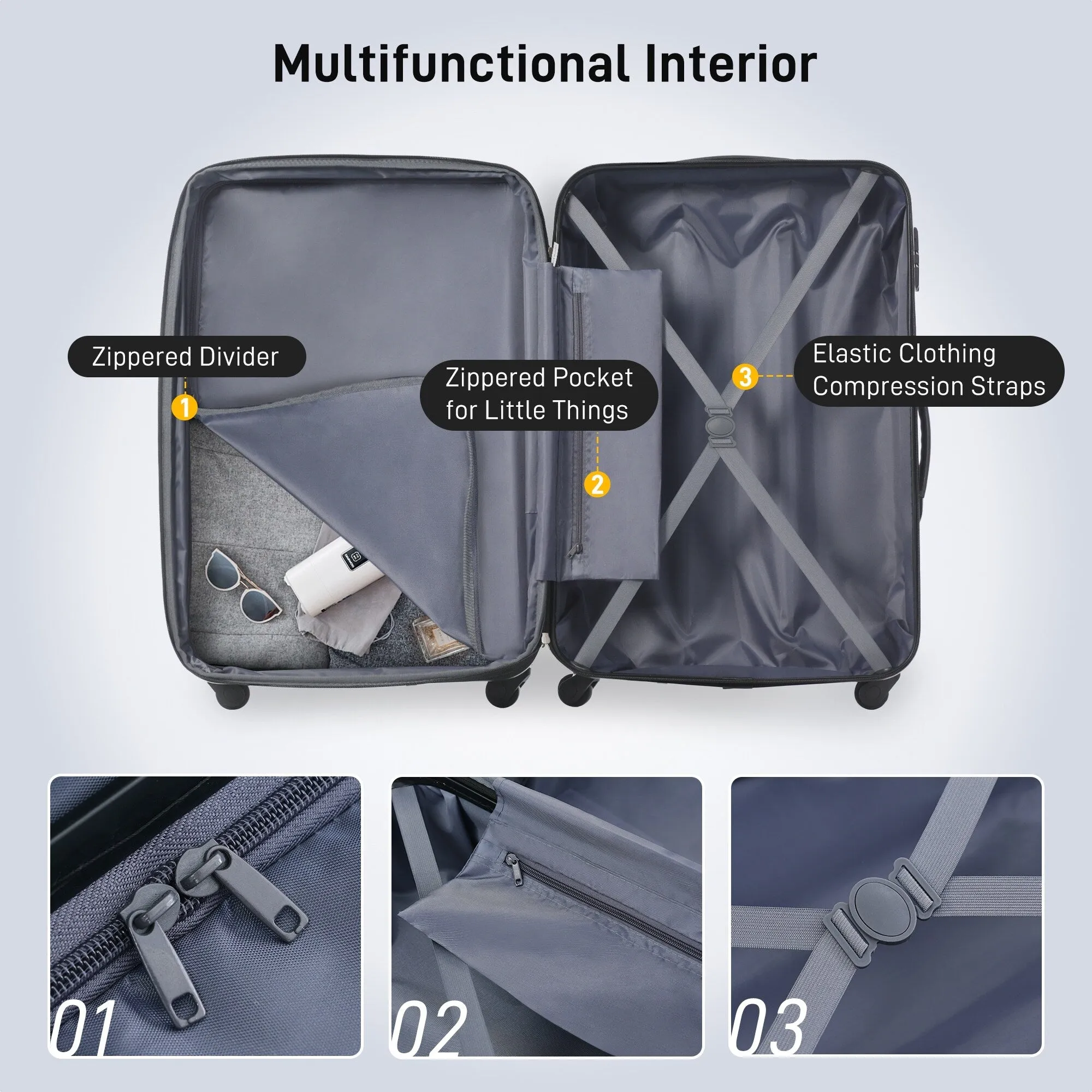 Matching Luggage Set with 3-Digit Lock, 20inch, 28inch