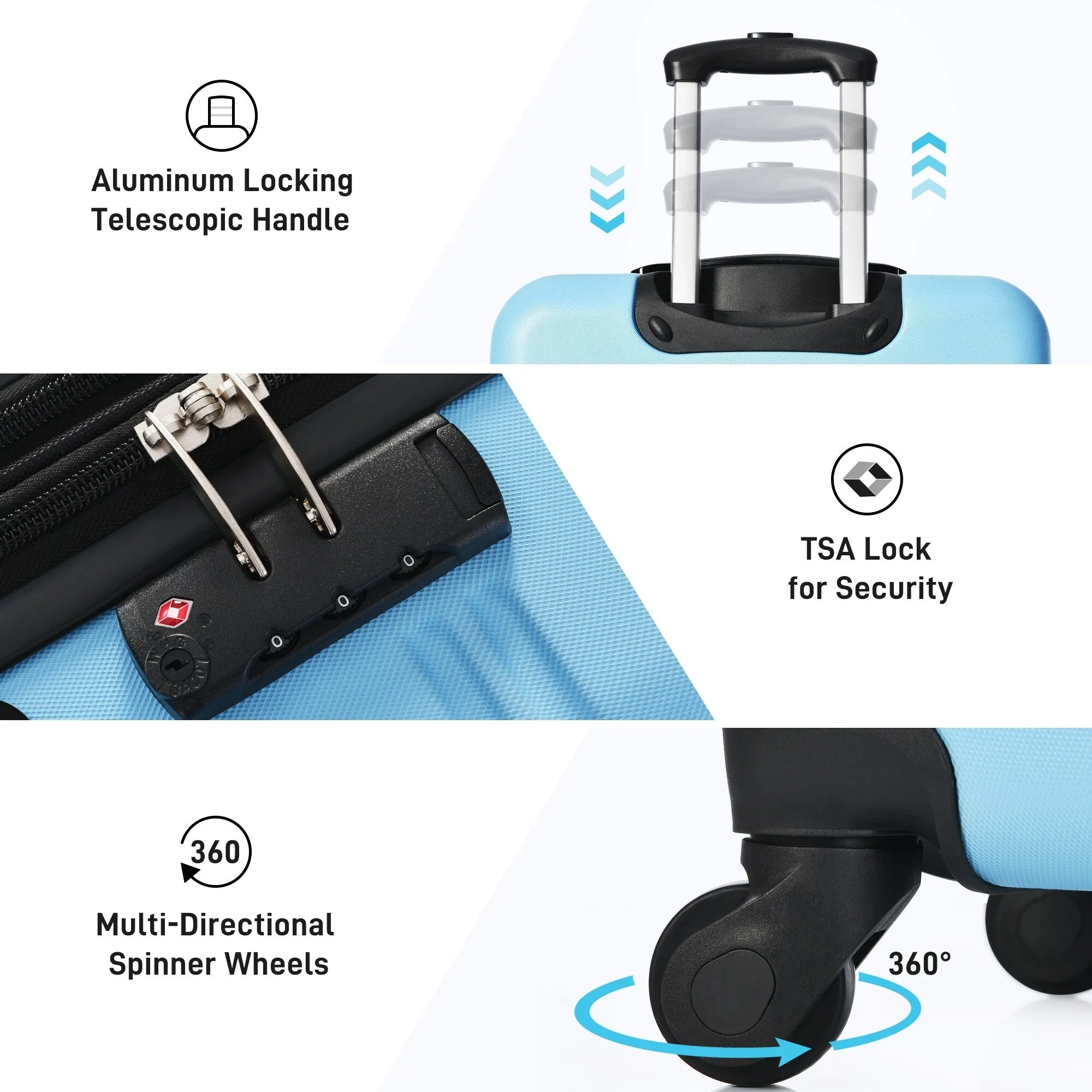 Matching Luggage Set with 3-Digit Lock, 20inch, 28inch