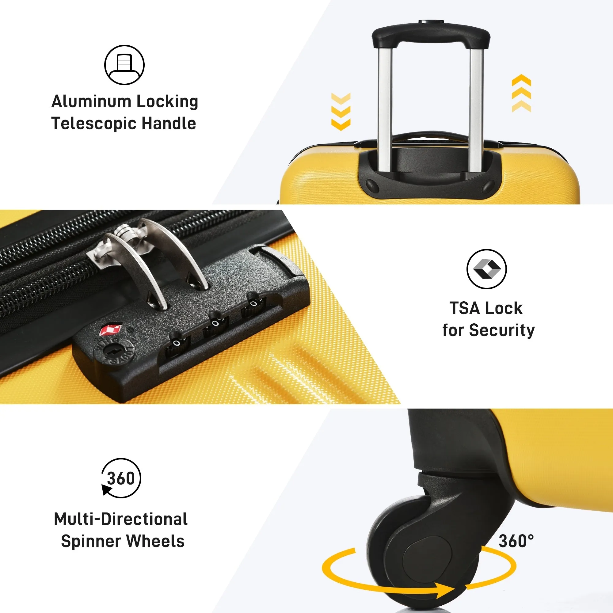 Matching Luggage Set with 3-Digit Lock, 20inch, 28inch