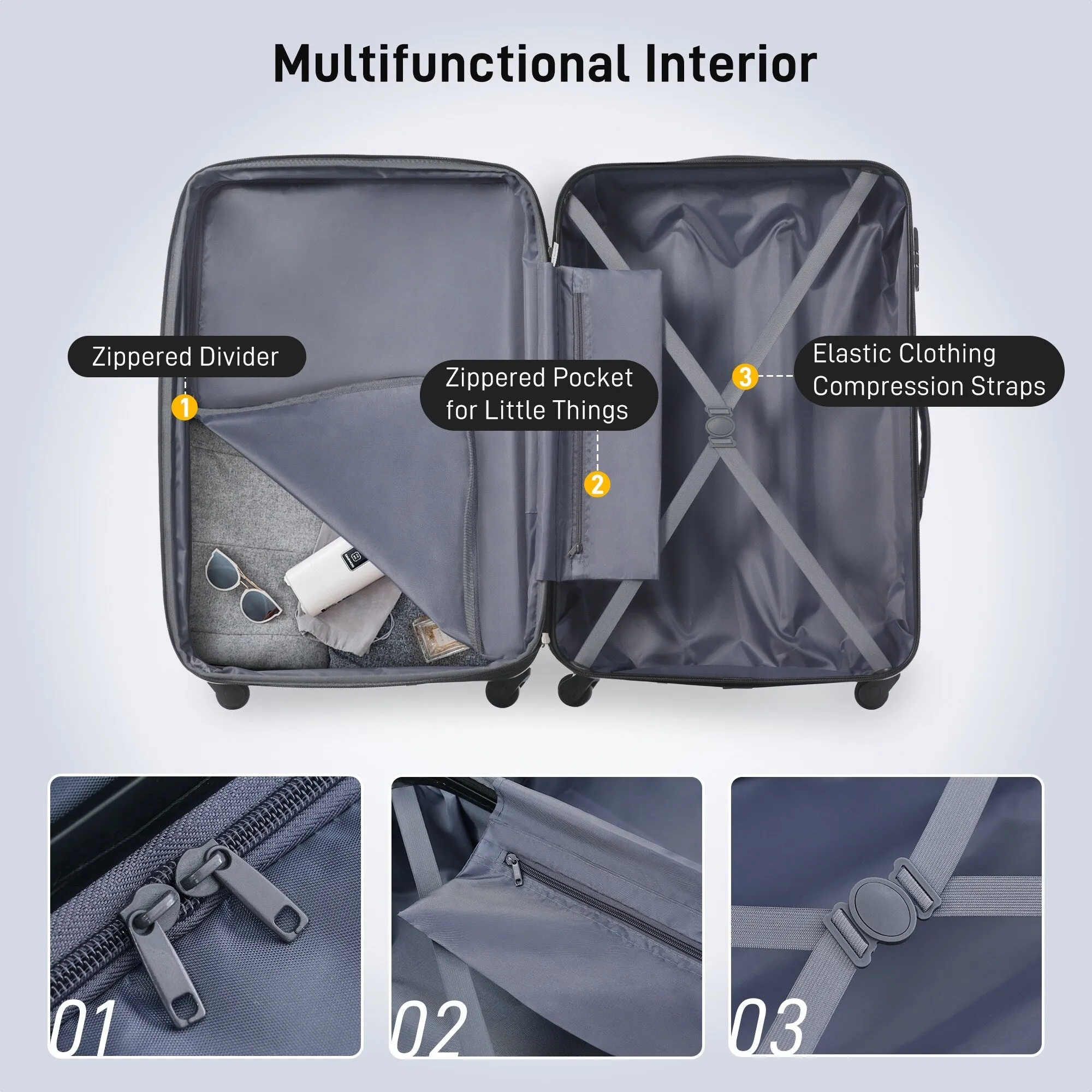 Matching Luggage Set with 3-Digit Lock, 20inch, 28inch
