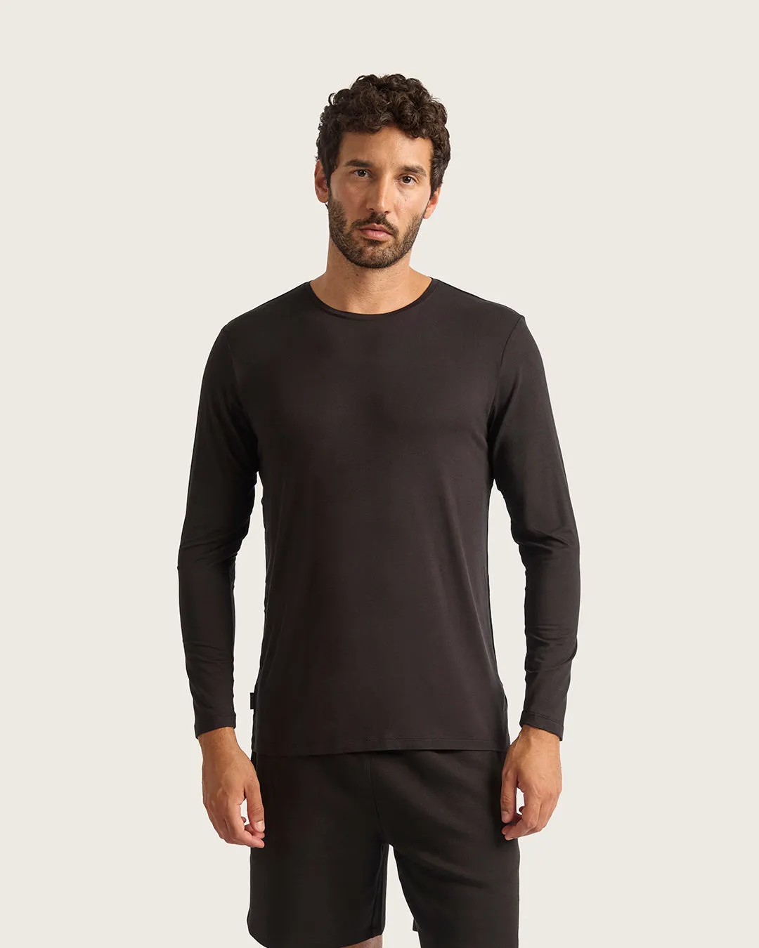 Men's Long Sleeve Crew Neck T-Shirt - Black
