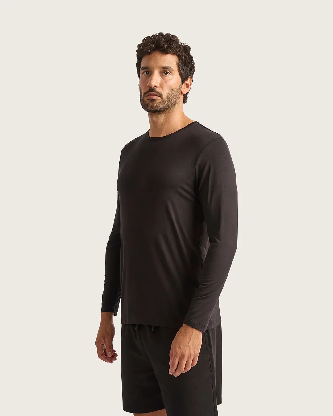 Men's Long Sleeve Crew Neck T-Shirt - Black