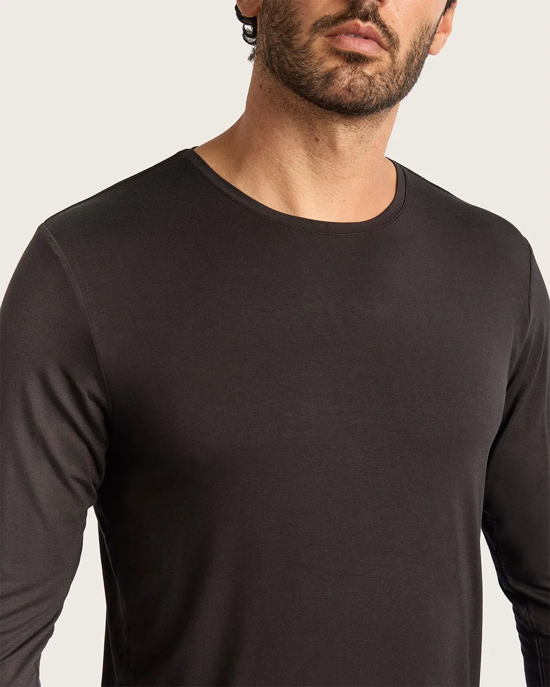 Men's Long Sleeve Crew Neck T-Shirt - Black
