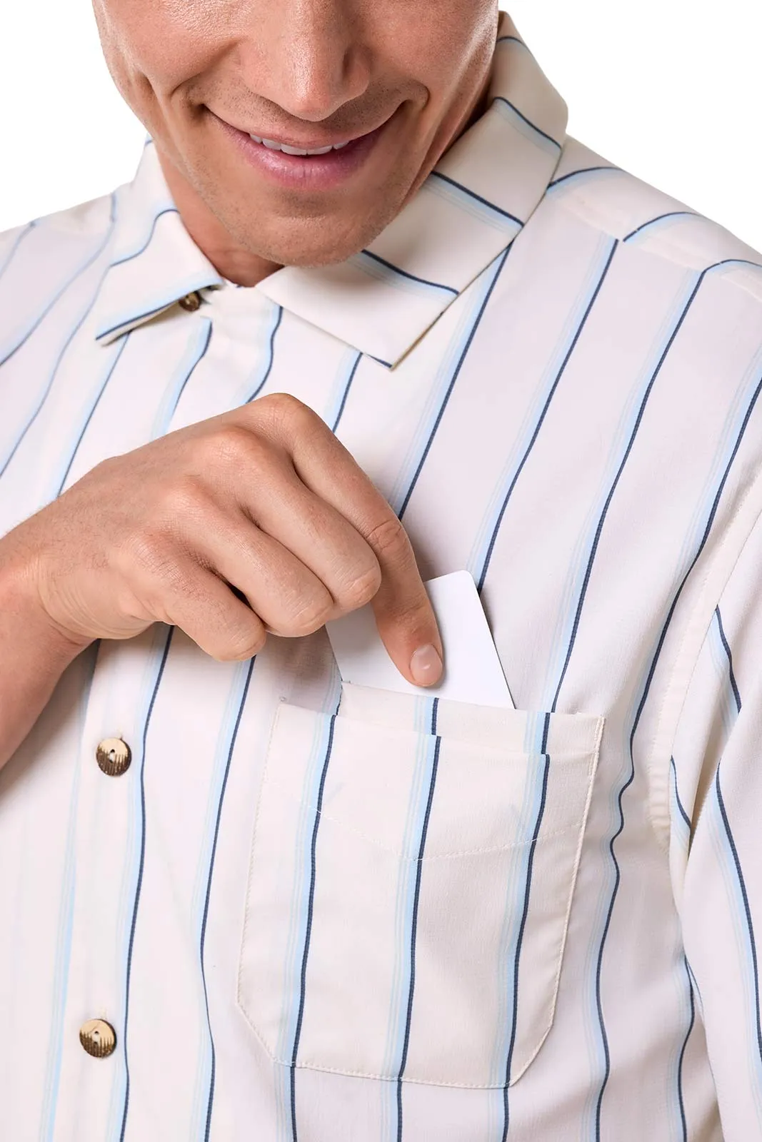 Men's Safari Camp Shirt | Pearl/Skyride Stripe