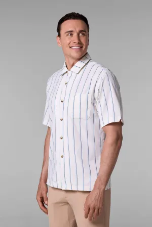 Men's Safari Camp Shirt | Pearl/Skyride Stripe