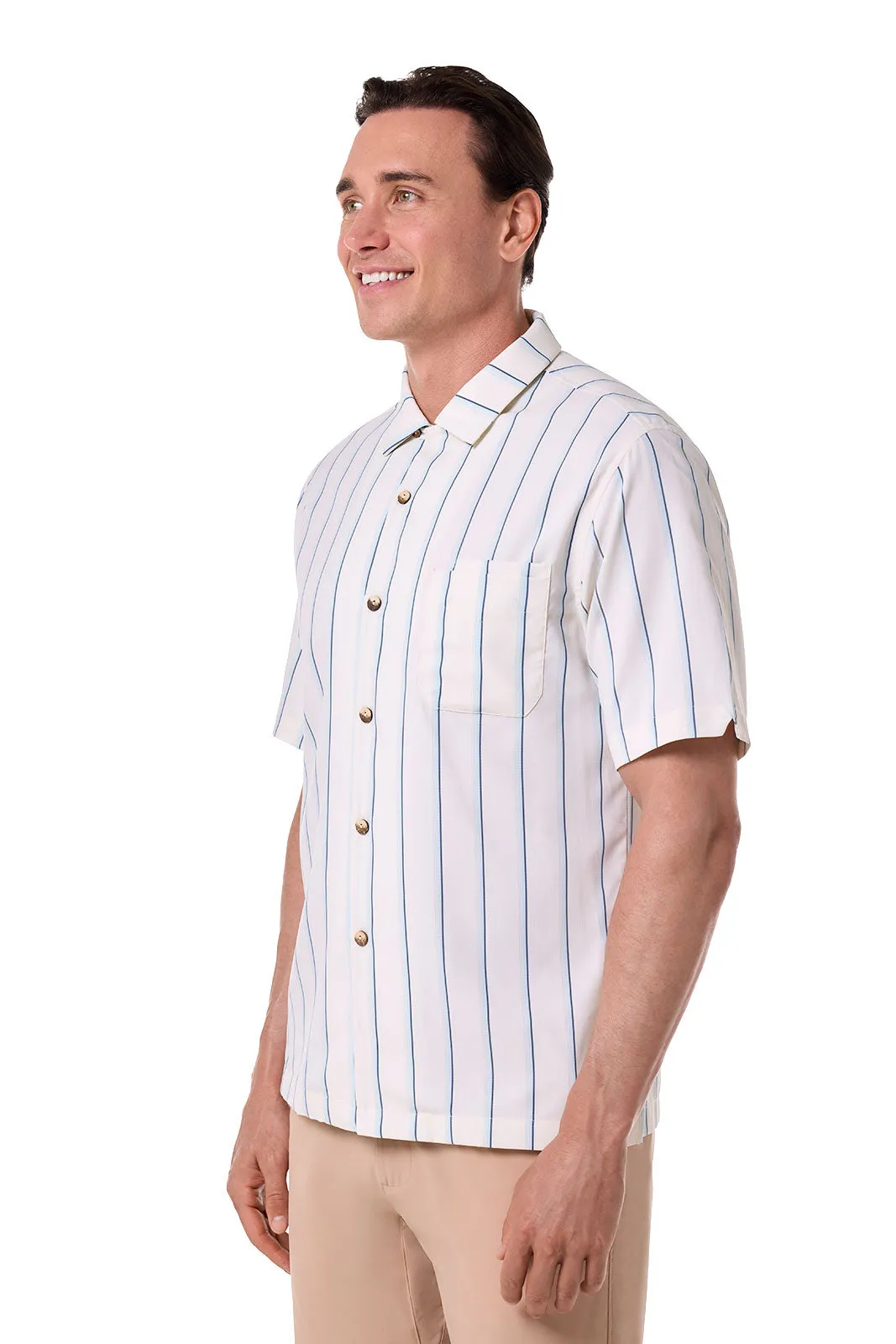 Men's Safari Camp Shirt | Pearl/Skyride Stripe