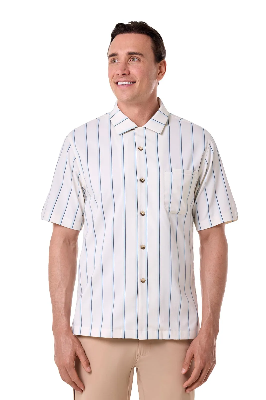 Men's Safari Camp Shirt | Pearl/Skyride Stripe