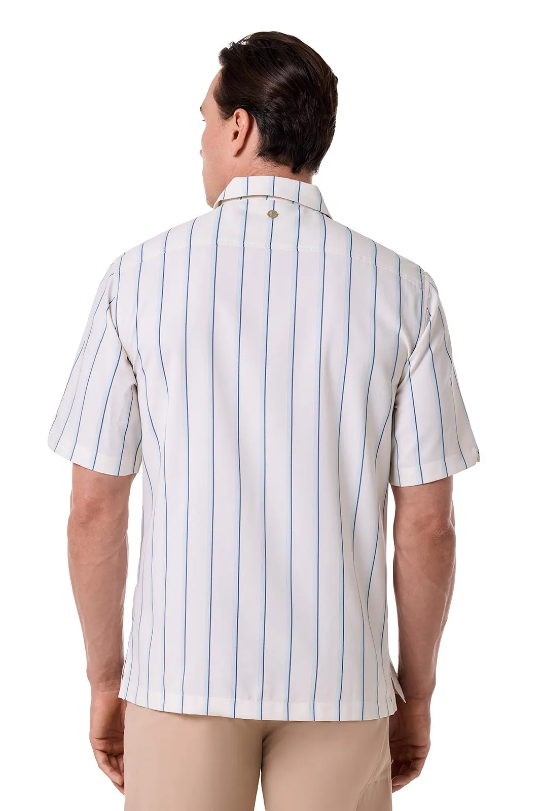 Men's Safari Camp Shirt | Pearl/Skyride Stripe